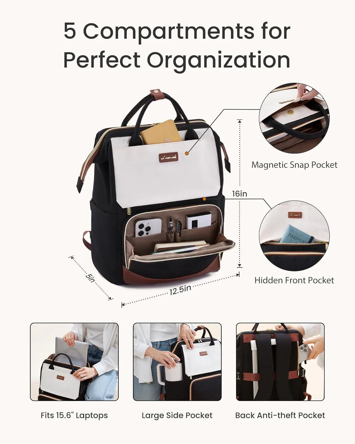 Cute Casual Laptop Backpack, 15.6" 17.3", 5000 - Image 4