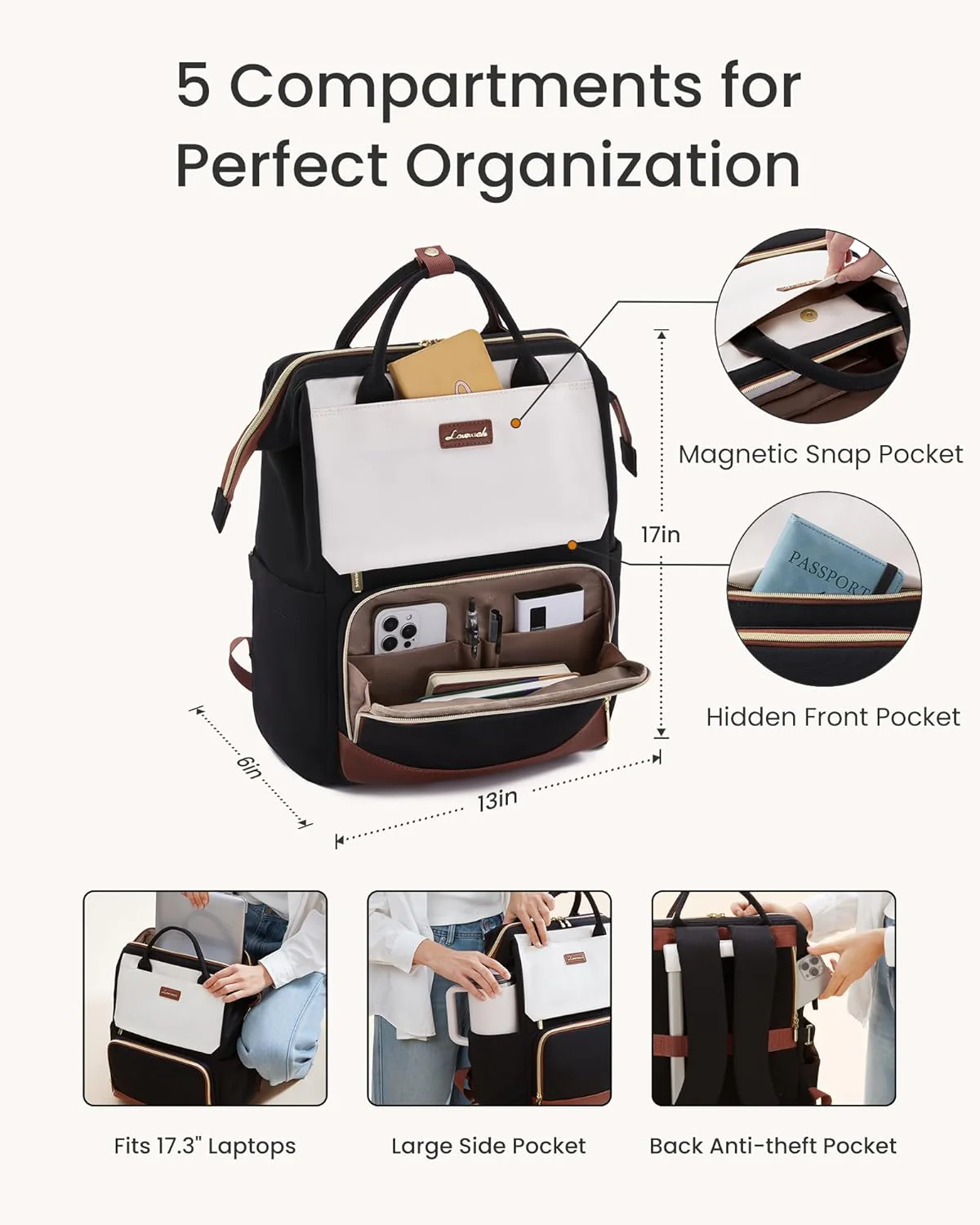 Cute Casual Laptop Backpack, 15.6" 17.3", 5000 - Image 5