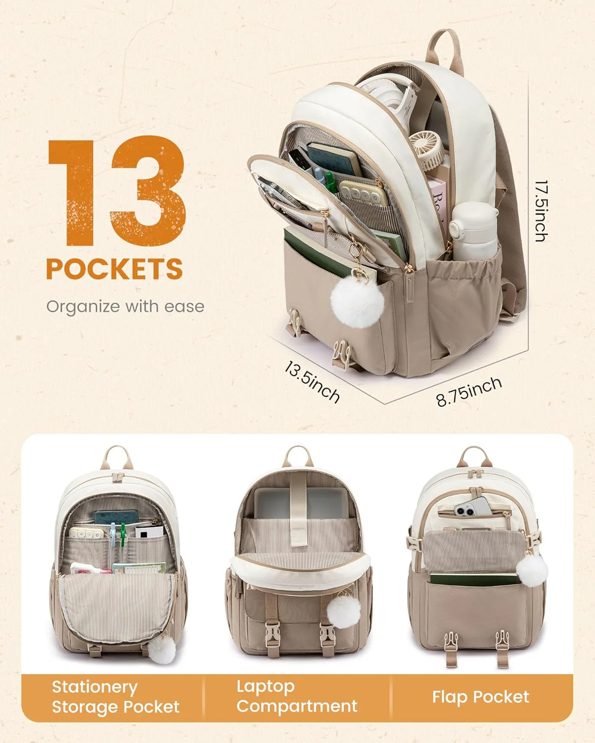 Cute School Backpack, 15.6", 4423 - Image 3