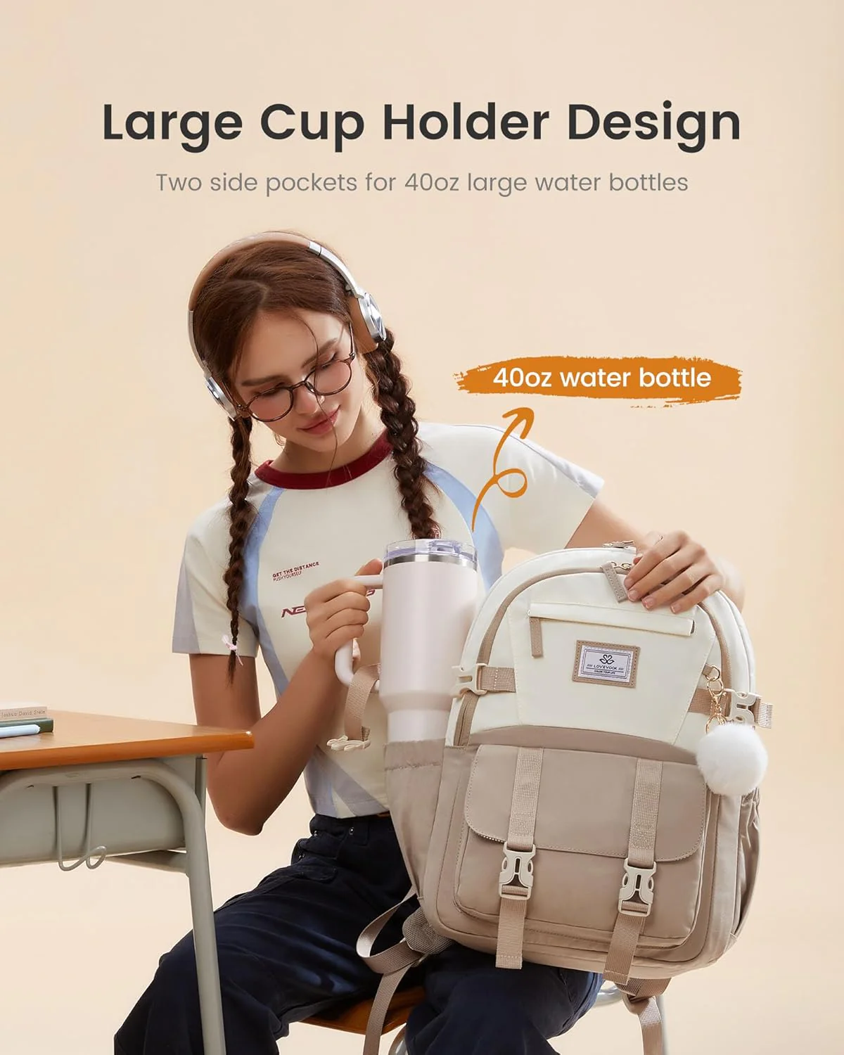 Cute School Backpack, 15.6", 4423 - Image 4