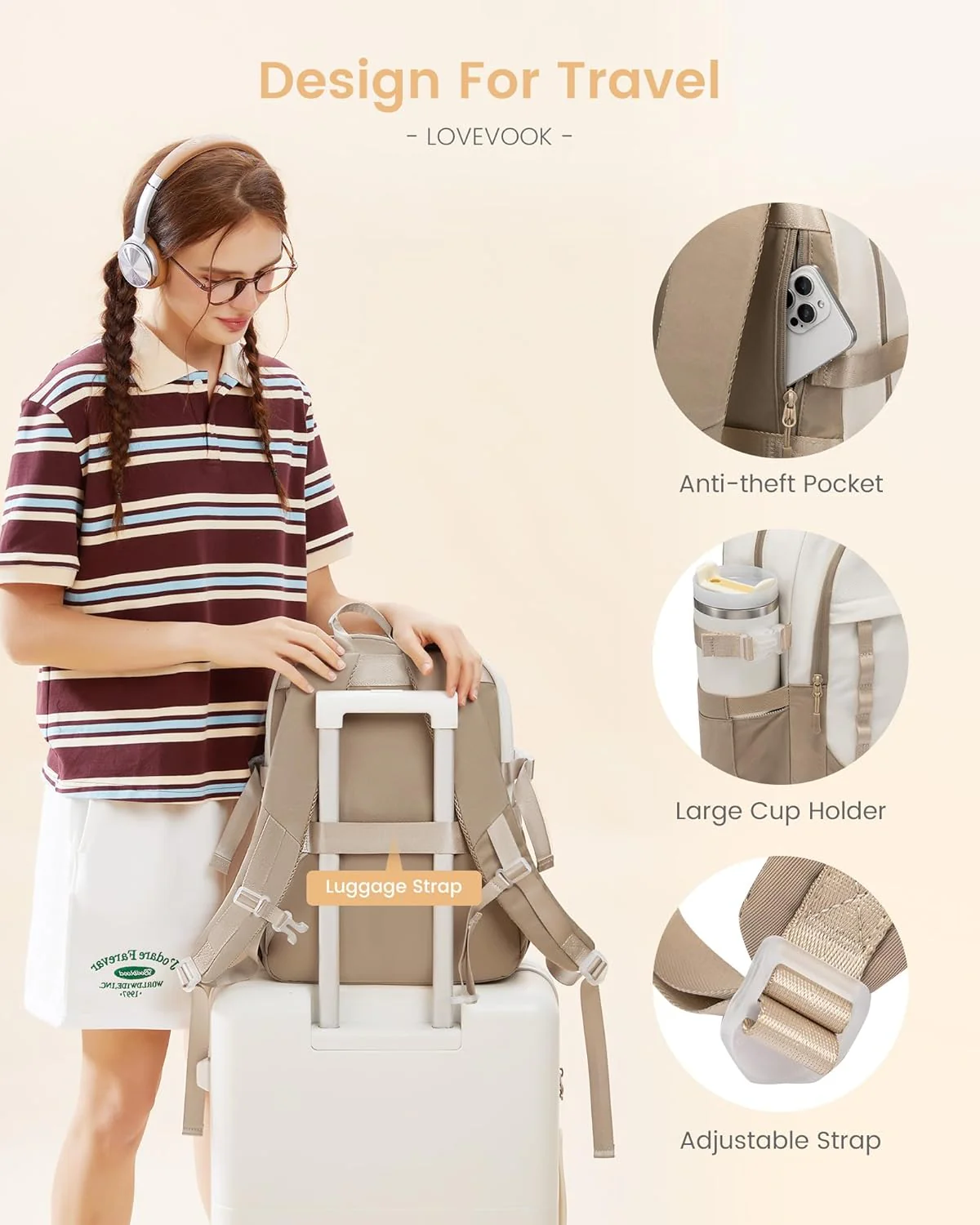 Cute School Backpack, 15.6", 5010 - Image 5