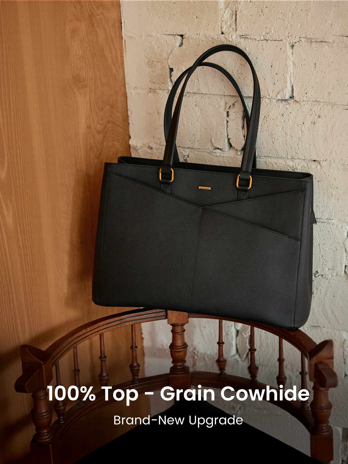 Elevate Top-Grain Leather Tote--100% Cowhide - Image 4