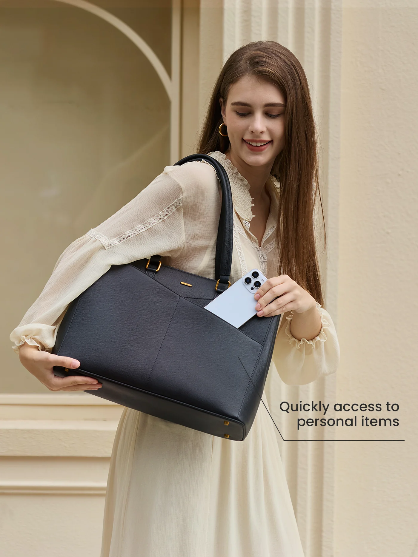 Elevate Top-Grain Leather Tote--100% Cowhide - Image 7
