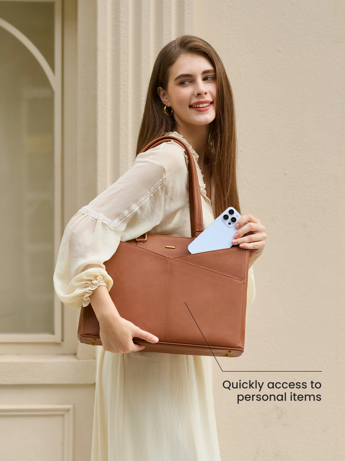 Elevate Top-Grain Leather Tote--100% Cowhide - Image 5