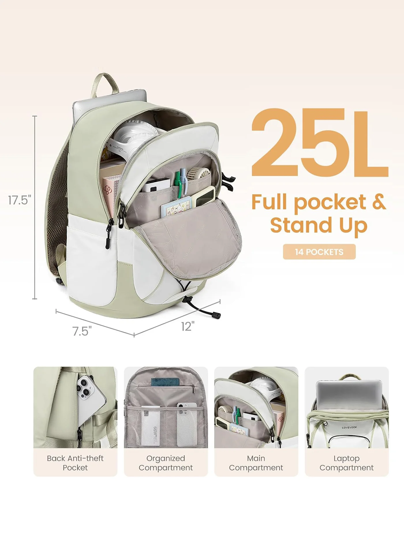 Lightweight  Laptop Backpack, 15.6"-18", 4572 - Image 3