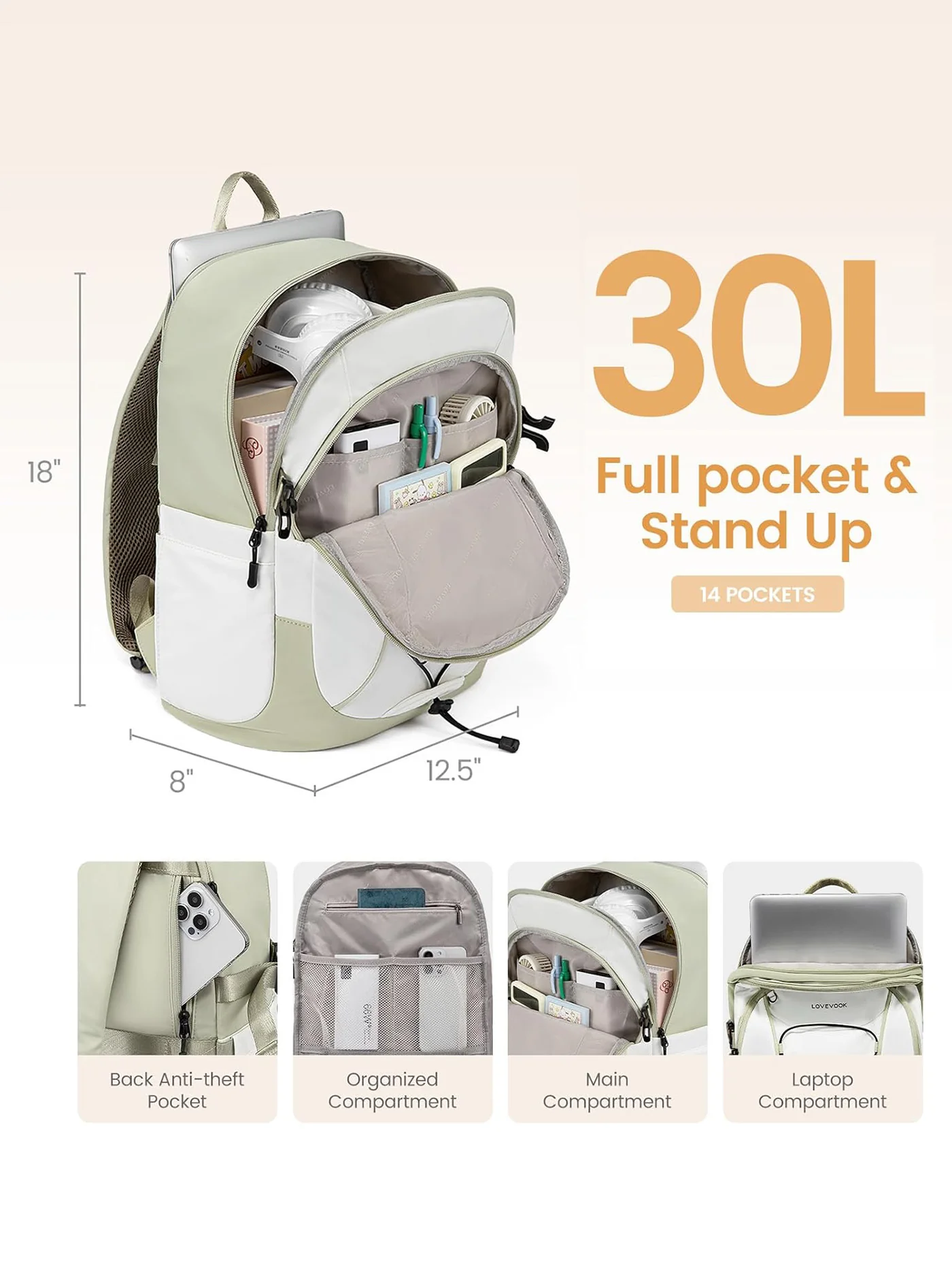 Lightweight  Laptop Backpack, 15.6"-18", 4572 - Image 4