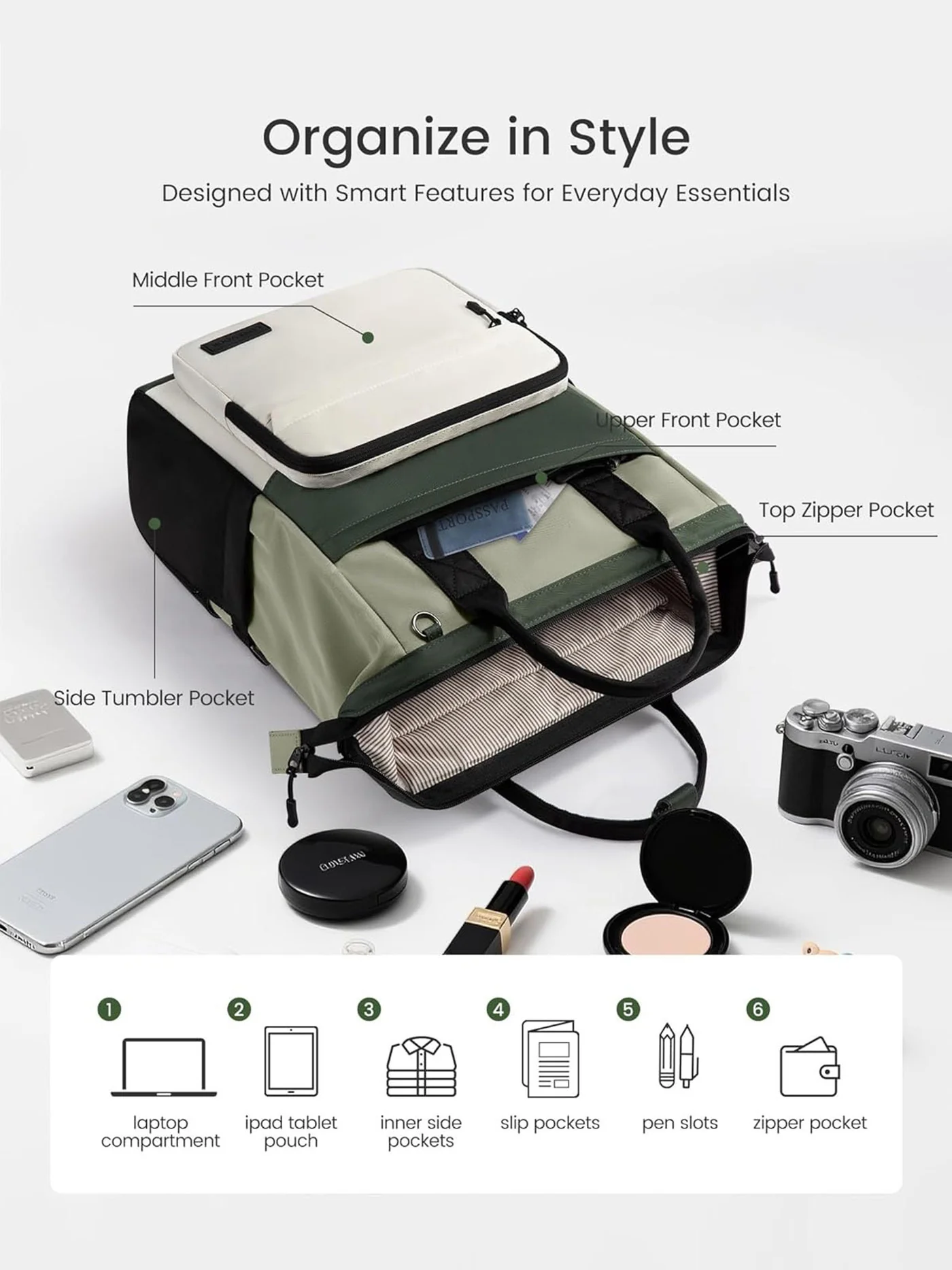 Laptop Backpack for School, 15.6" 17.3", 5158 - Image 3