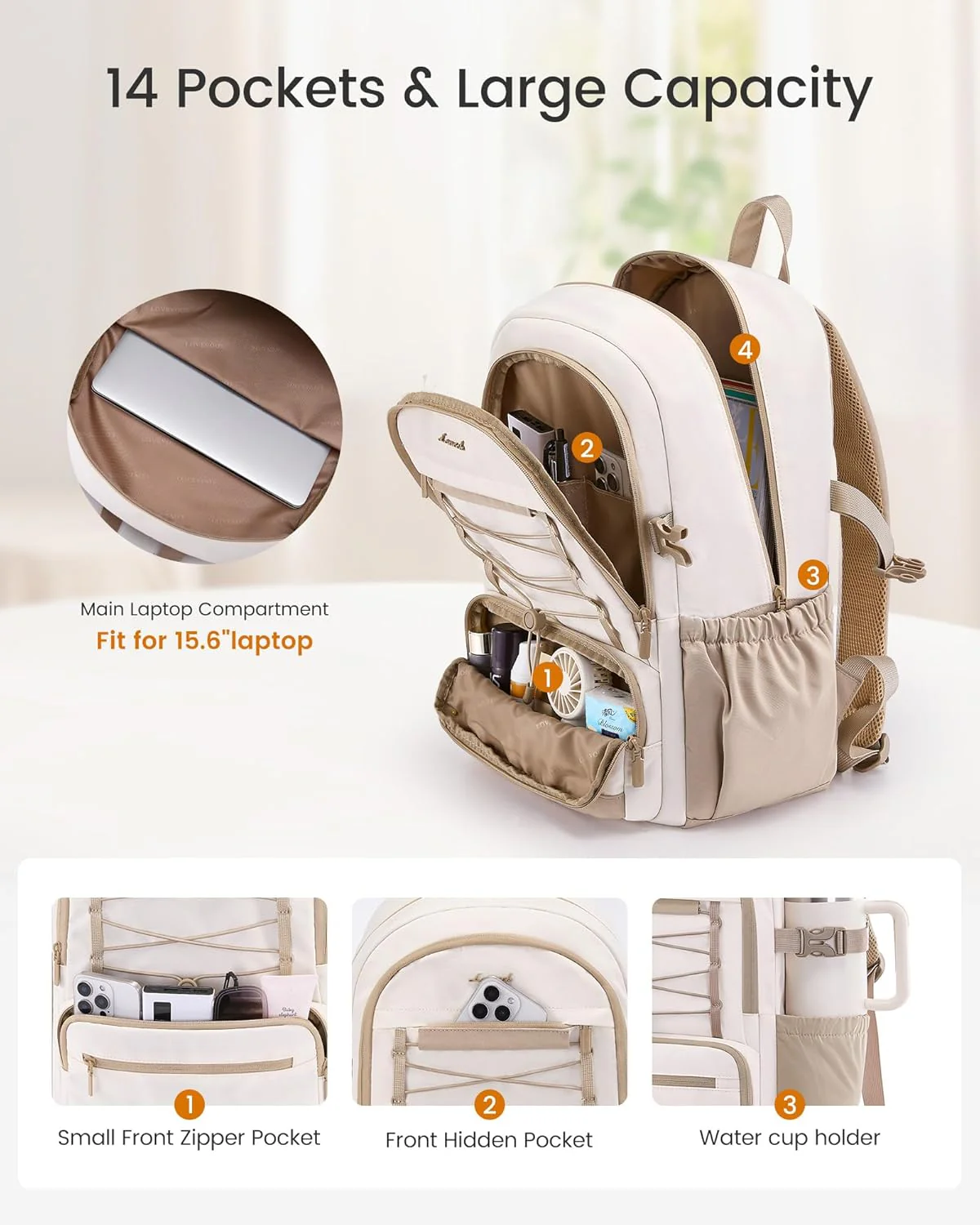 Large Capacity School Backpack, 15.6" 17.3", 4400 - Image 3