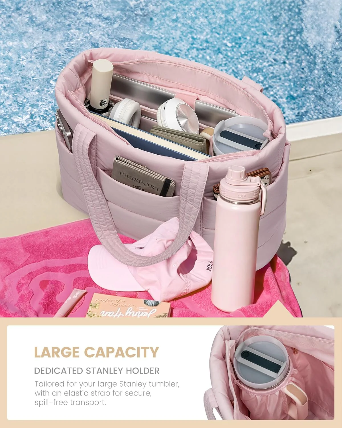 Large Puffer Work Tote Bag, 15.6" 17" - Image 4