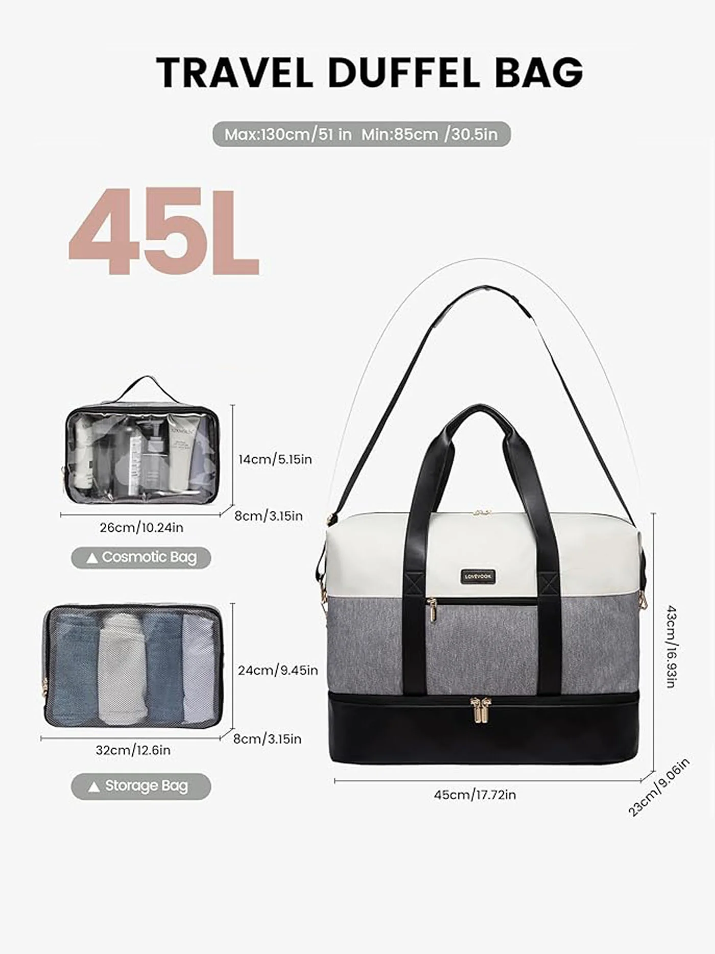 3Pcs Large Travel Duffel Bag - Image 3