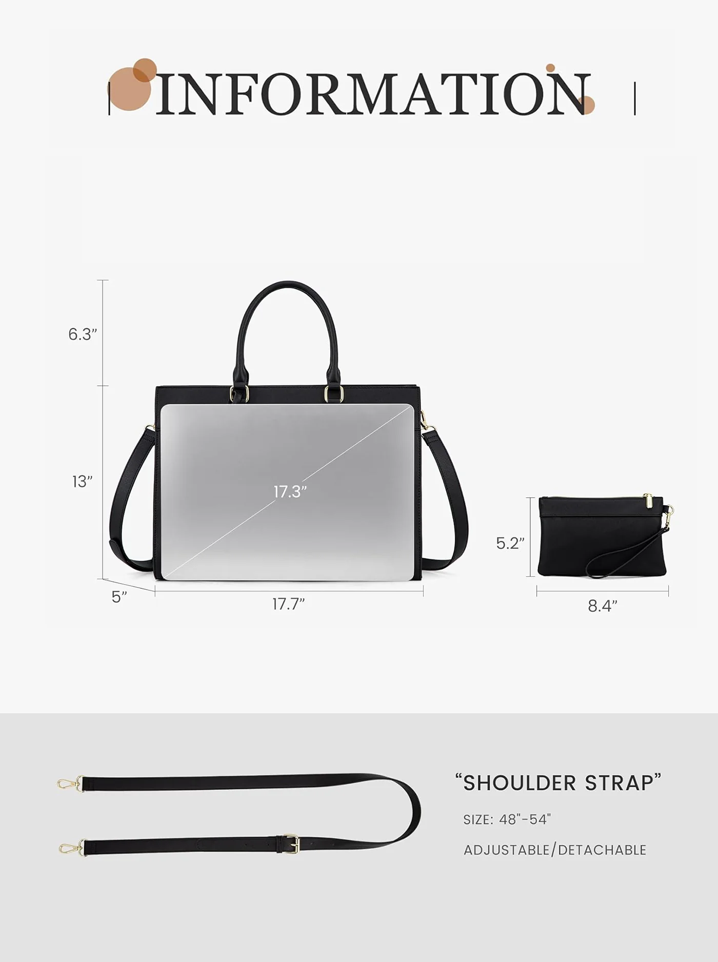 2Pcs Leather Computer Bag, 15.6" 17.3" - Image 4