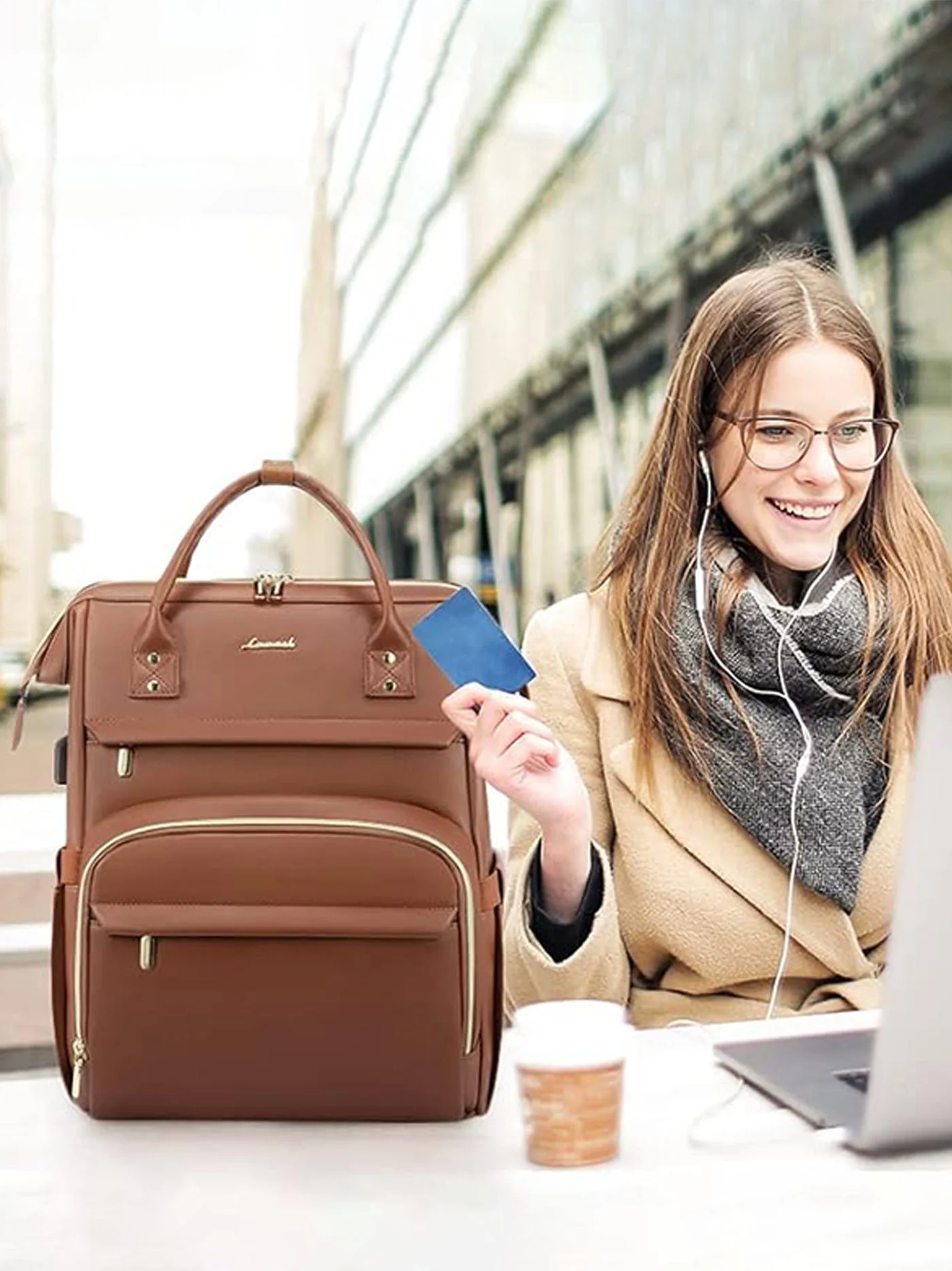 Leather Laptop Backpack, 15.6"-18" - Image 10