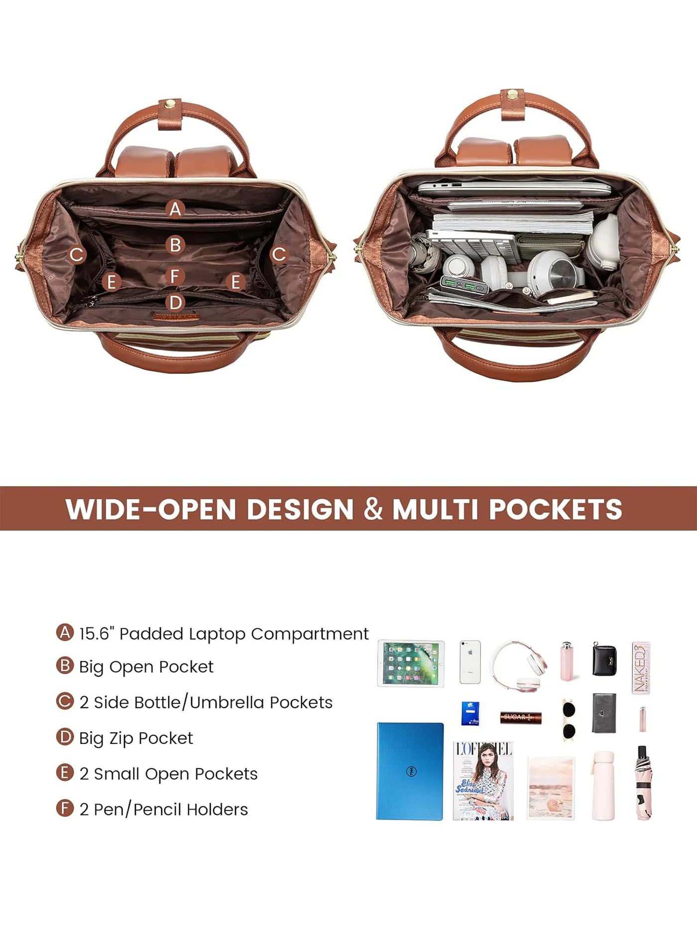 Leather Laptop Backpack, 15.6" 17" - Image 3
