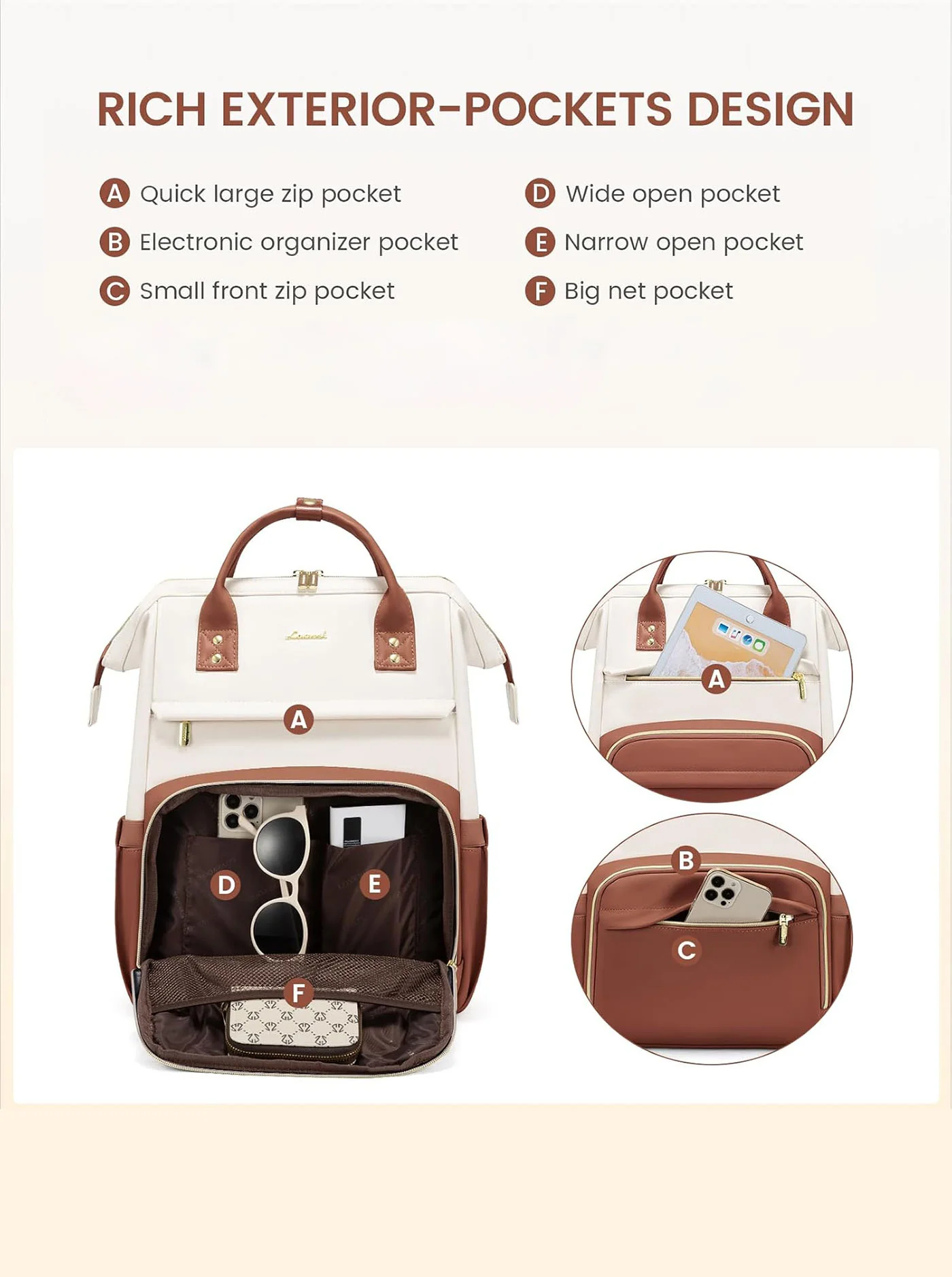 Leather Laptop Backpack, 15.6" 17" - Image 4