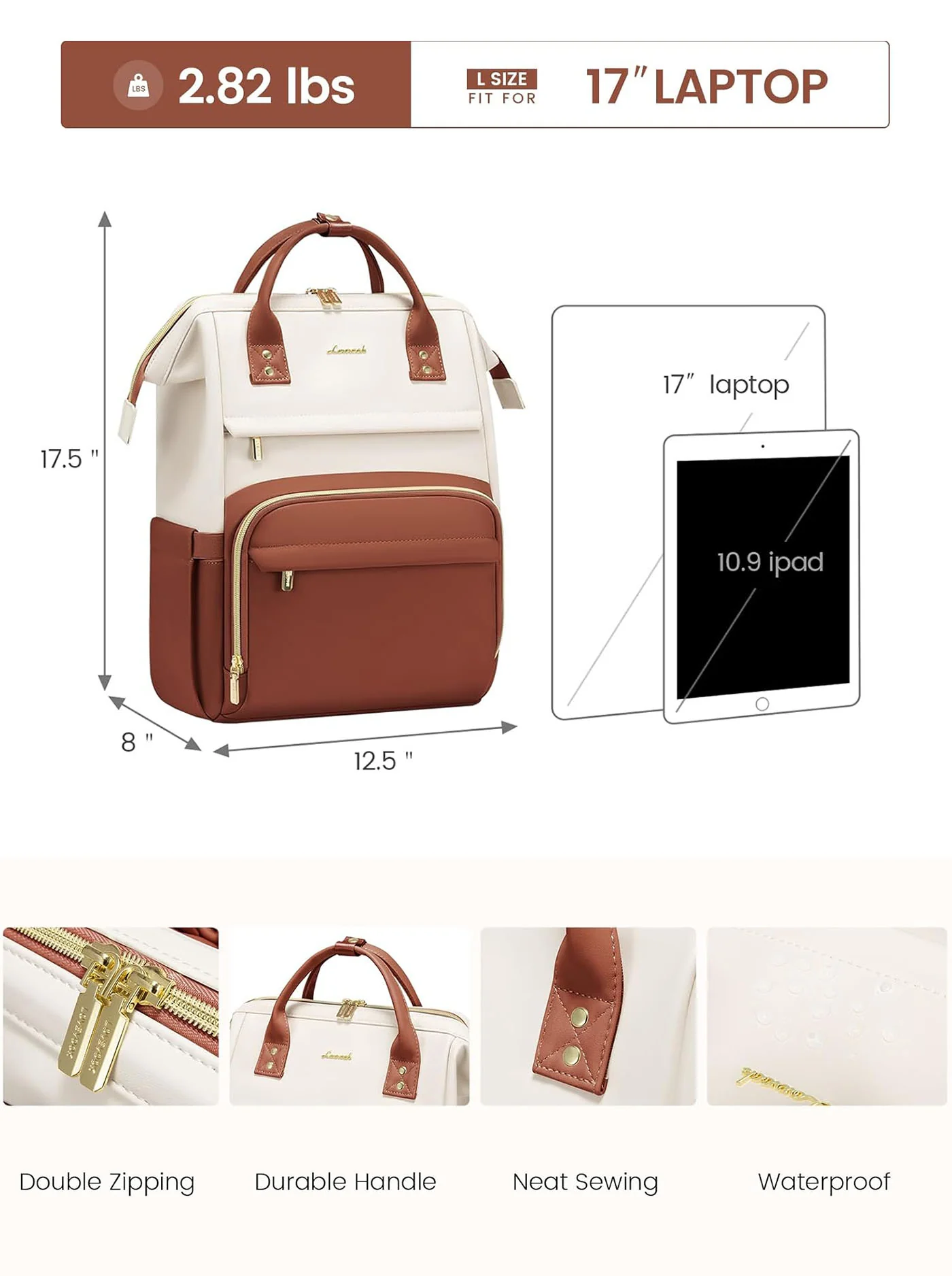 Leather Laptop Backpack, 15.6" 17" - Image 5