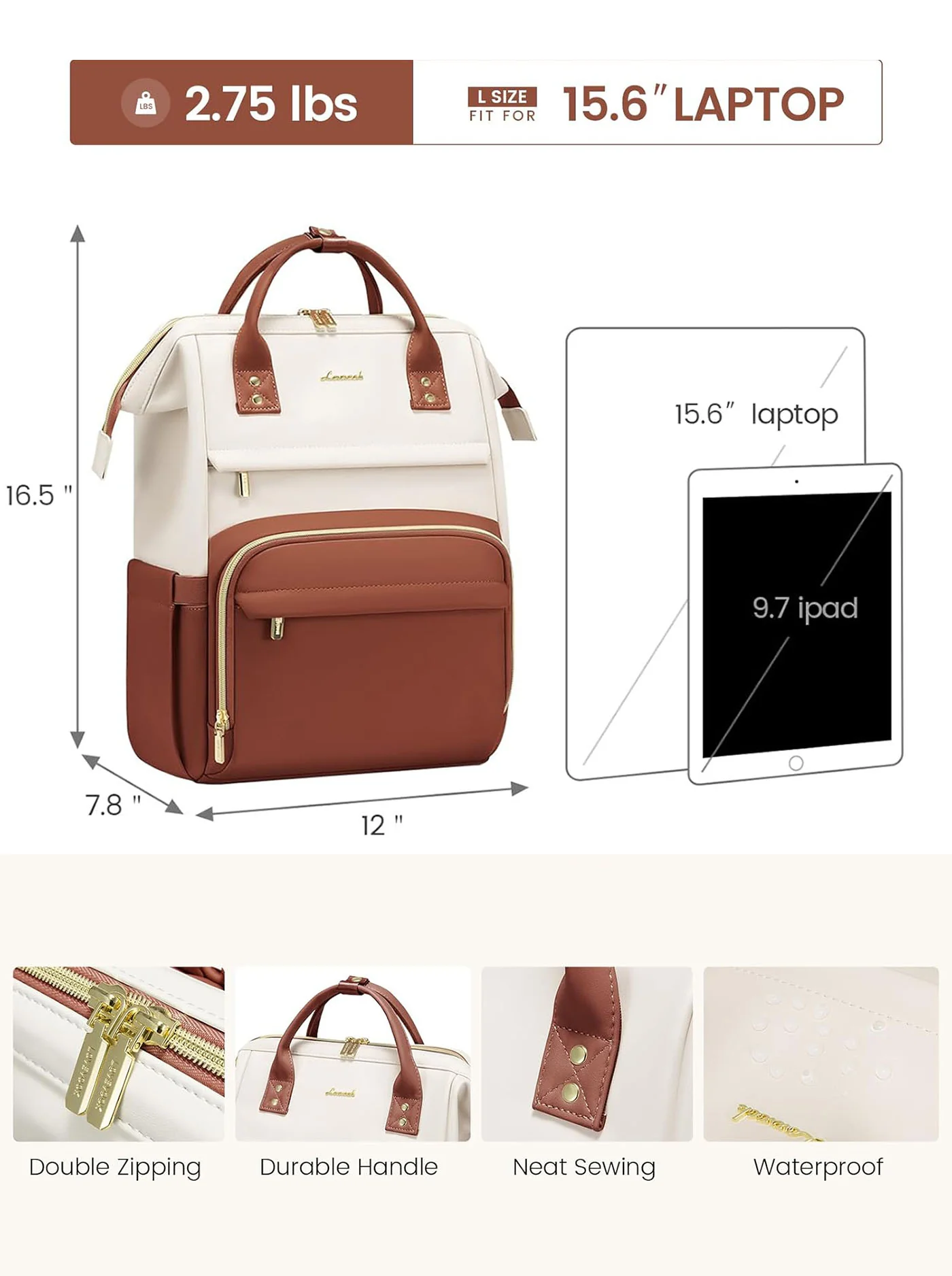 Leather Laptop Backpack, 15.6" 17" - Image 6