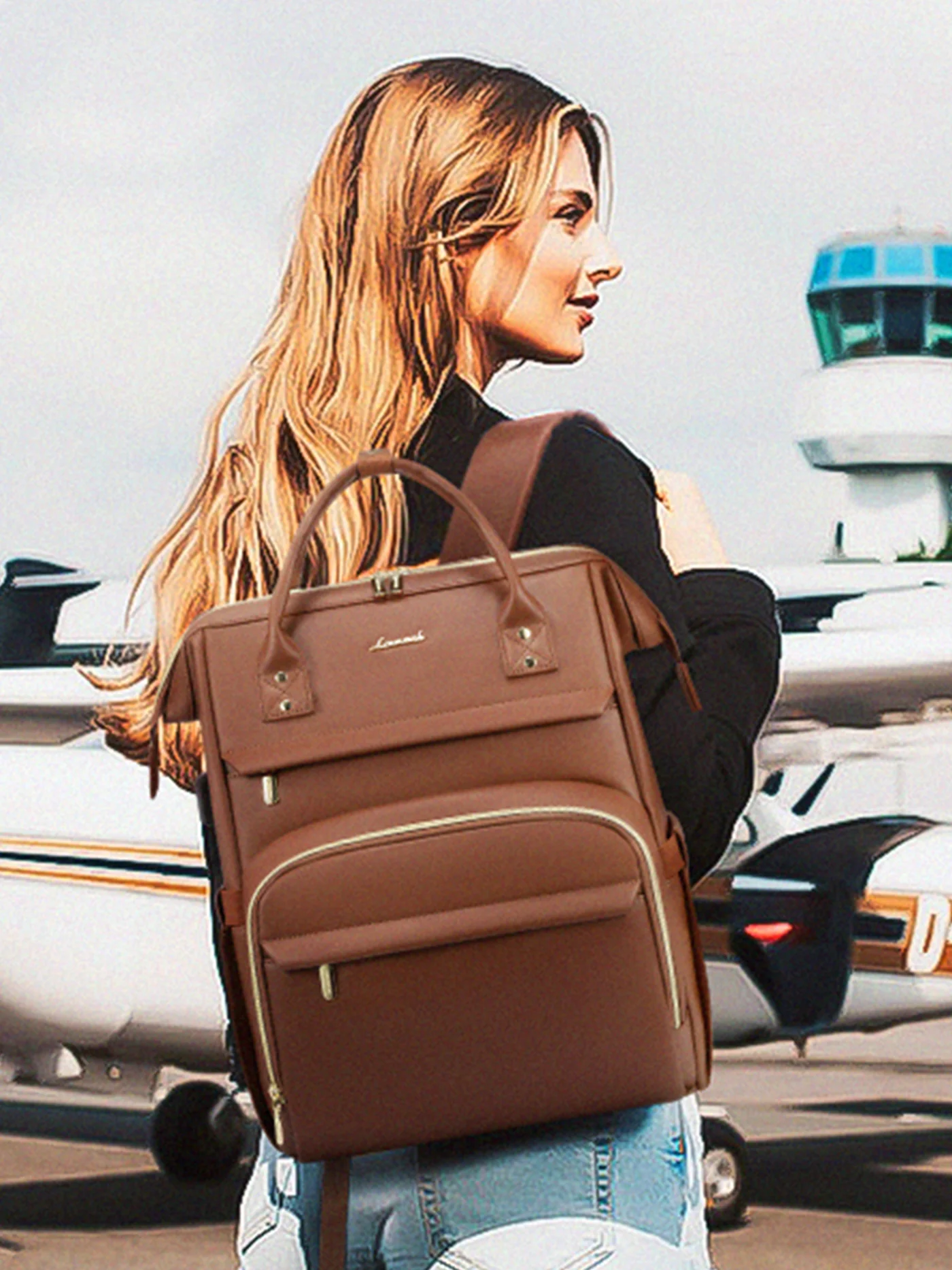 Leather Laptop Backpack, 15.6"-18" - Image 3