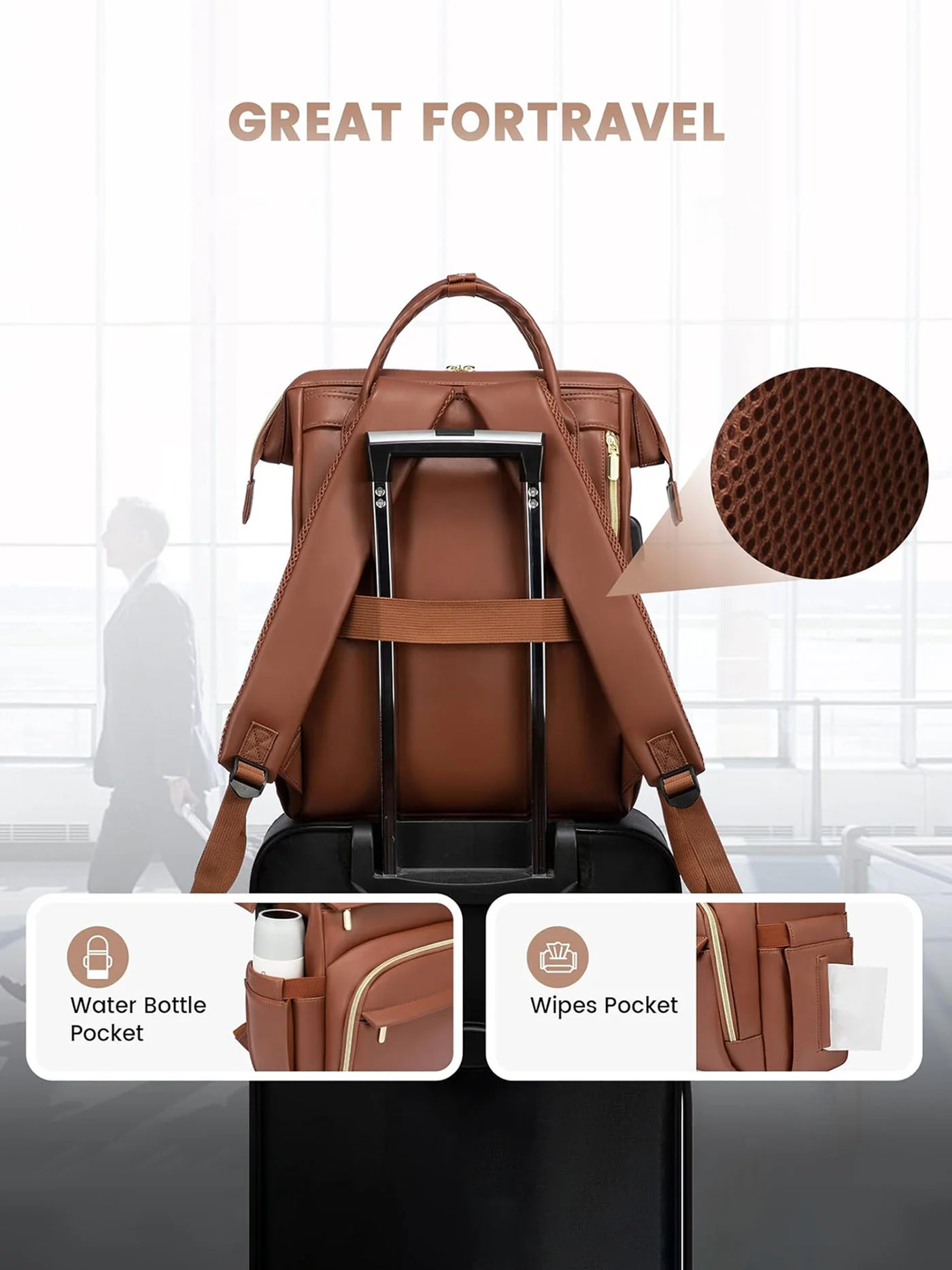 Leather Laptop Backpack, 15.6"-18" - Image 5