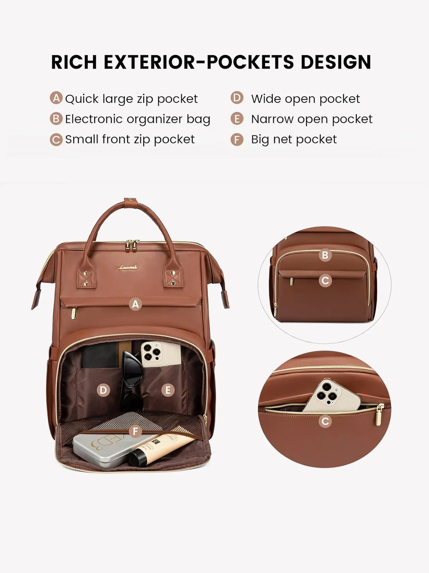 Leather Laptop Backpack, 15.6"-18" - Image 6