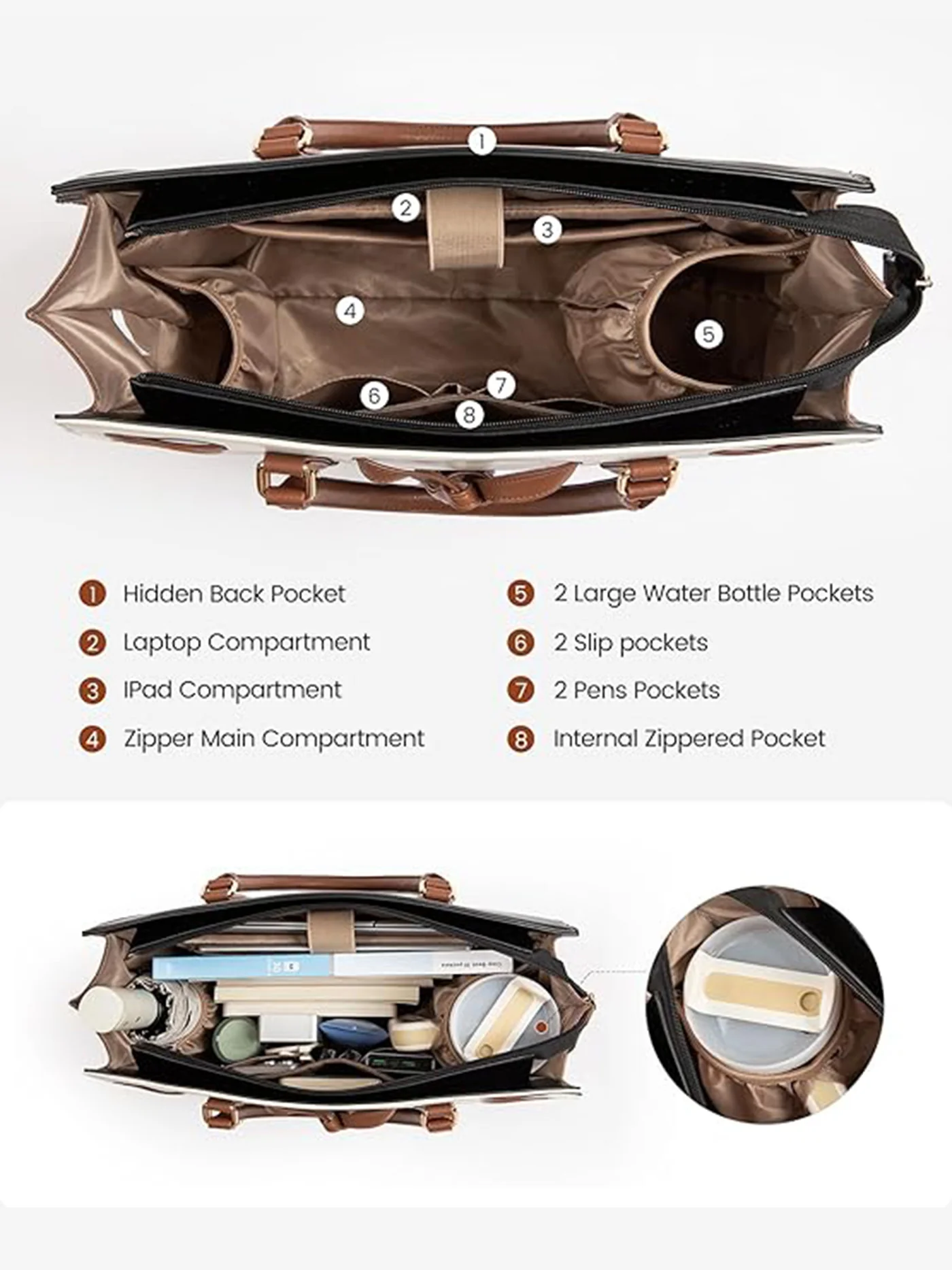 Leather Laptop Bag 15.6" 17.3" - Image 6