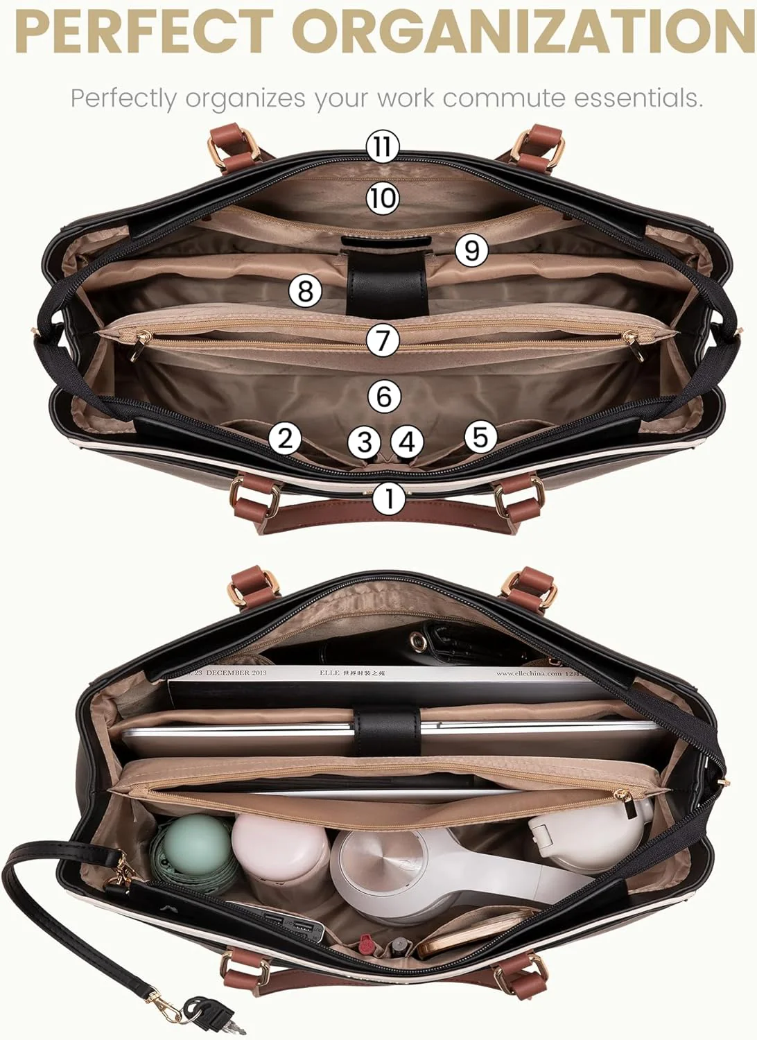 Leather Laptop Tote Bag, 15.6" 17.3" - Image 4