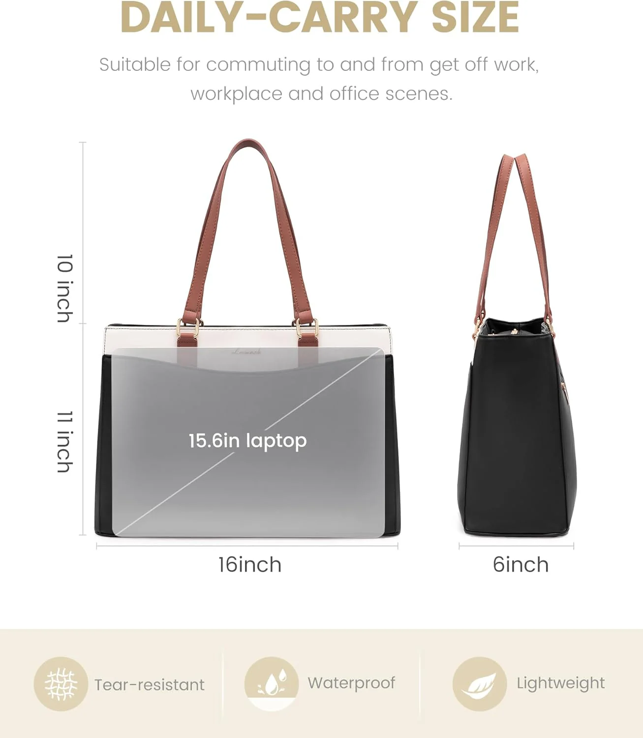 Leather Laptop Tote Bag, 15.6" 17.3" - Image 7