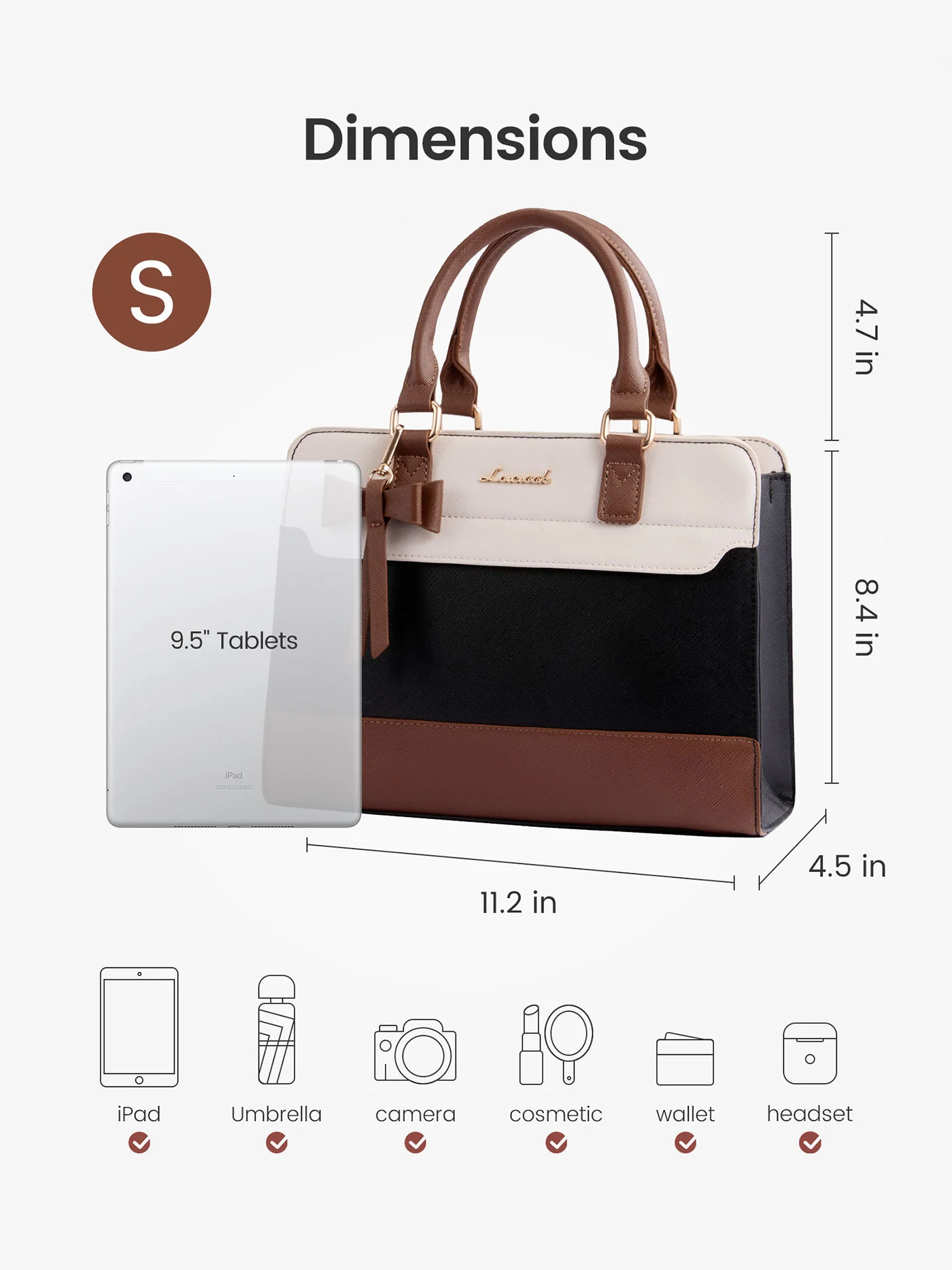 Leather Tote Bag 11.5" 13.5" - Image 5