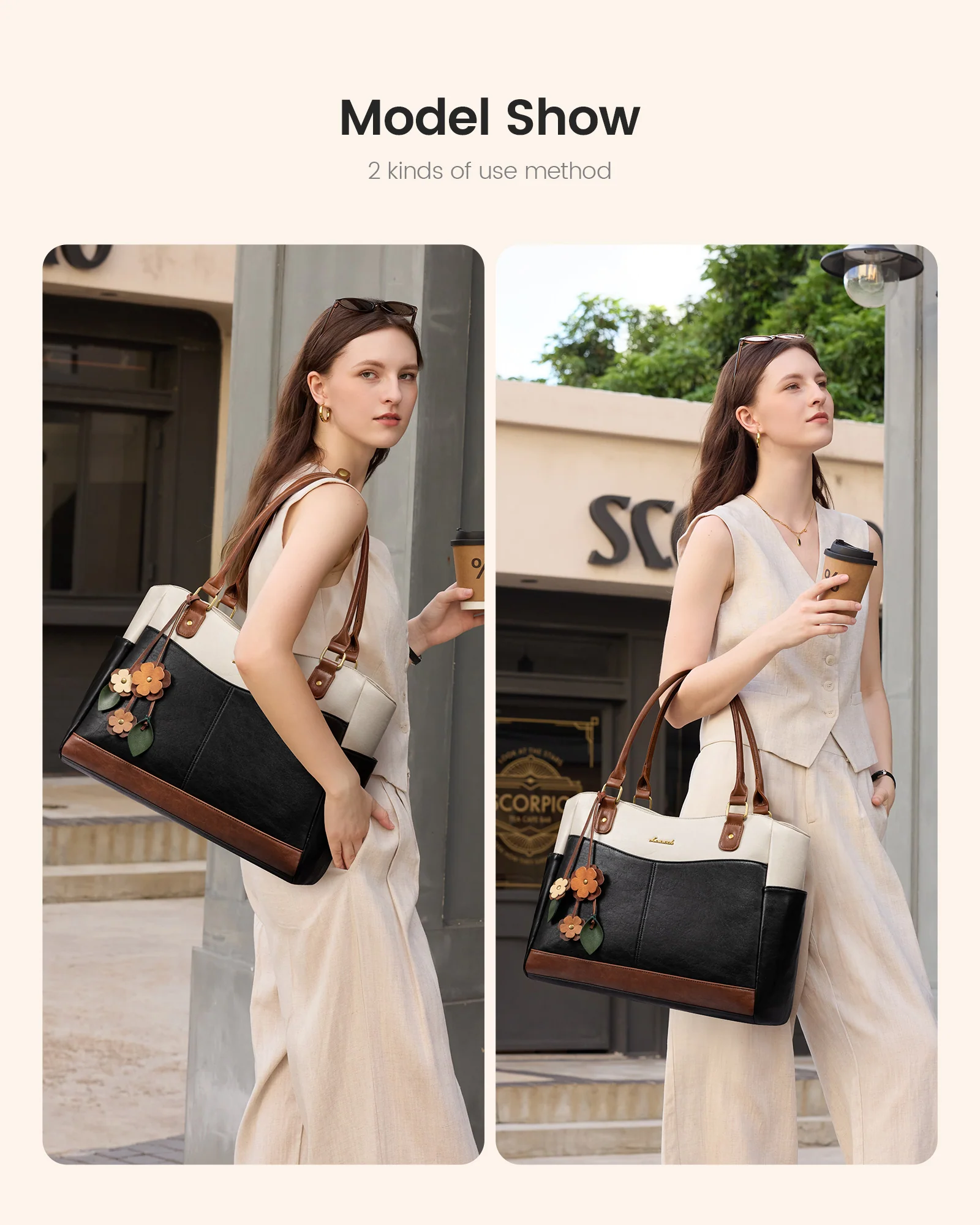 Leather Vintage Tote Bag 15.6" 17.3" - Image 5