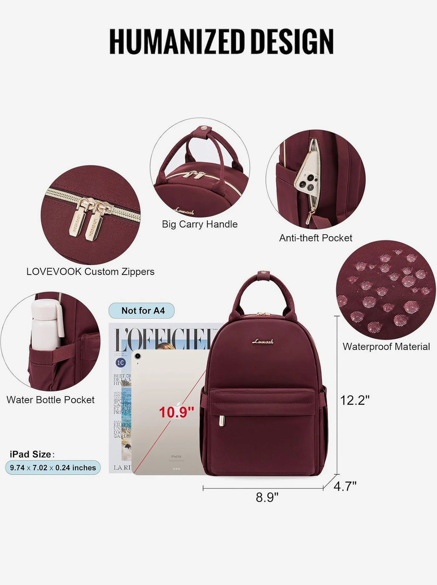 Light Weight Fashion Backpack, 11" 13.3" - Image 4