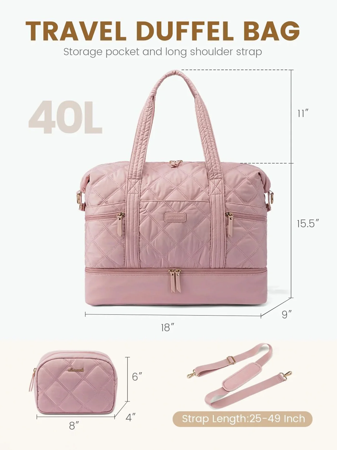 Lightweight Weekender Bag, 40L 56L - Image 8