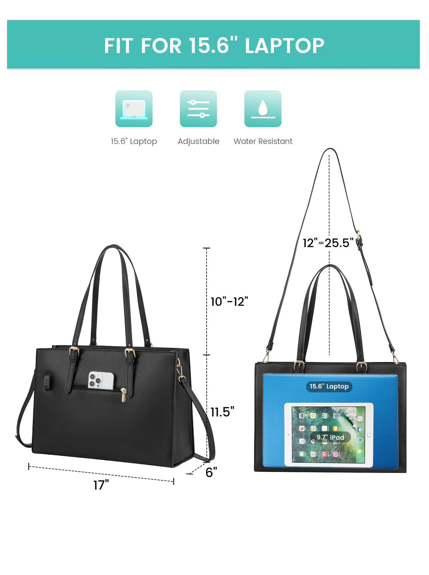 2Pcs Laptop Shoulder Bag, 15.6" - Image 3
