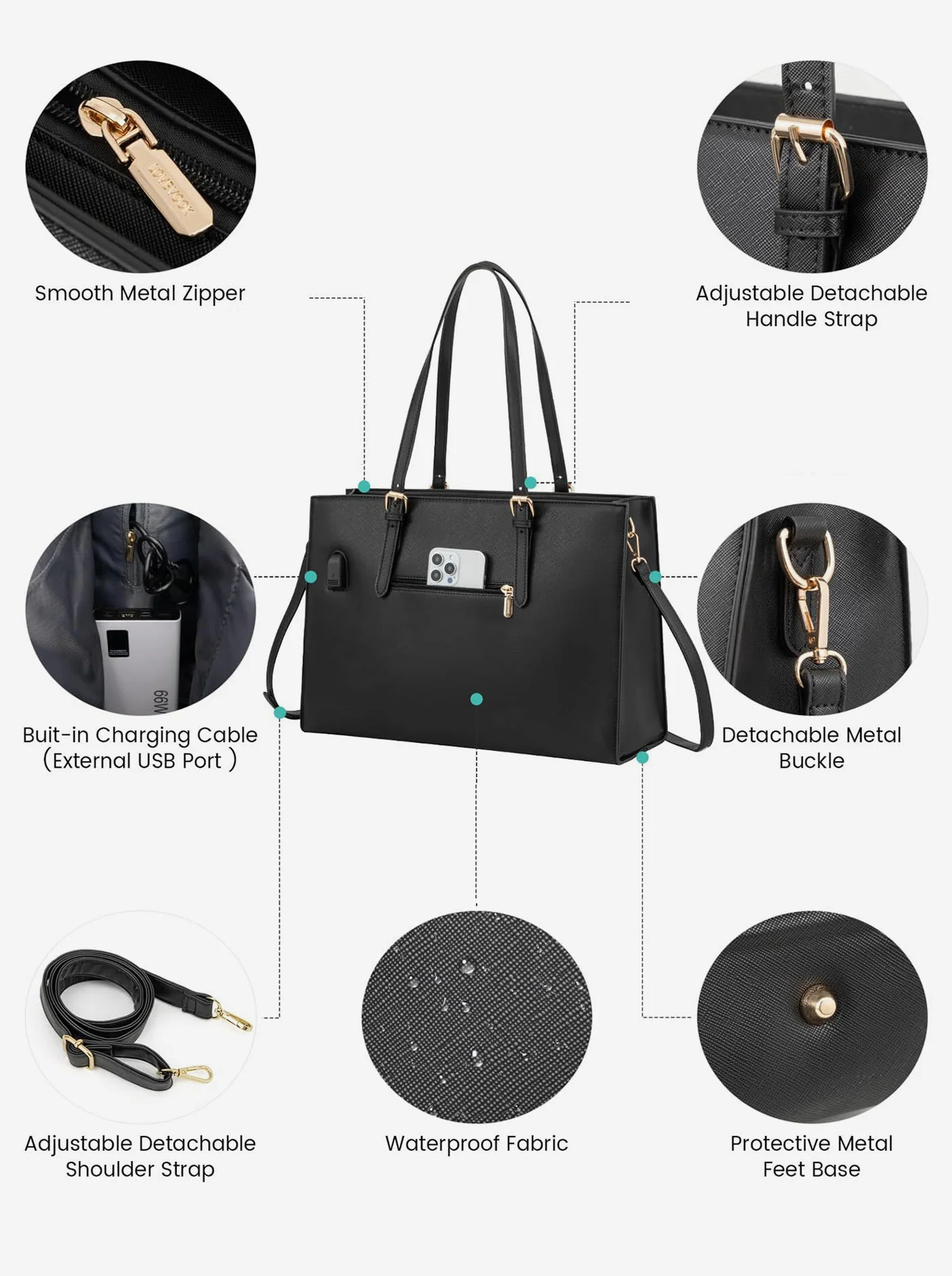 2Pcs Laptop Shoulder Bag, 15.6" - Image 8