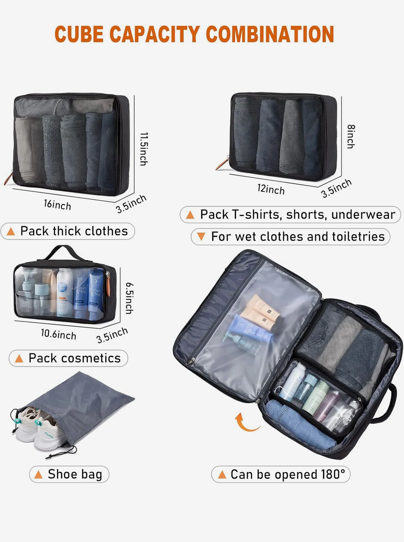 5Pcs Carry on Travel Backpack 40L/45L - Image 5