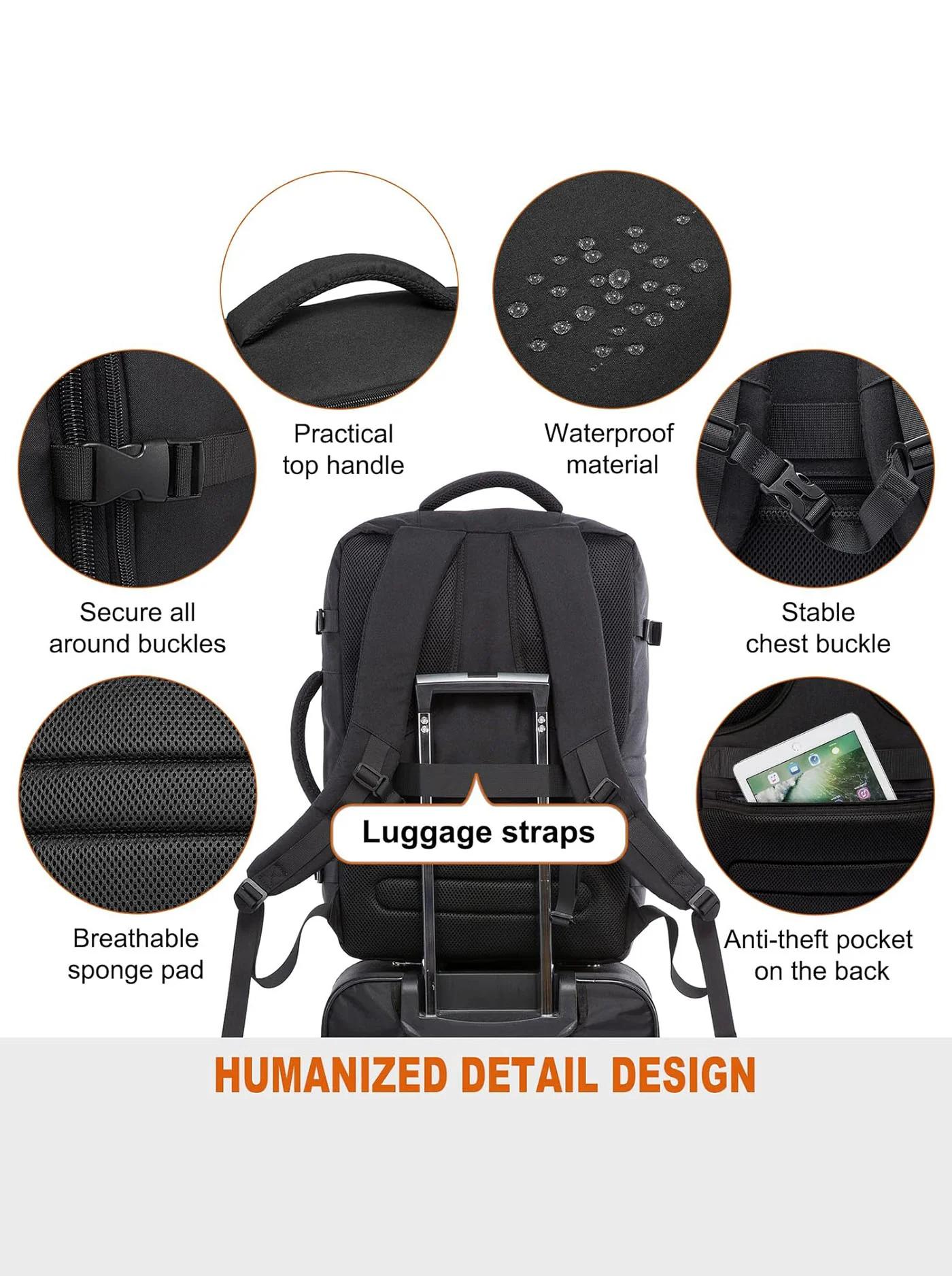 5Pcs Carry on Travel Backpack 40L/45L - Image 7