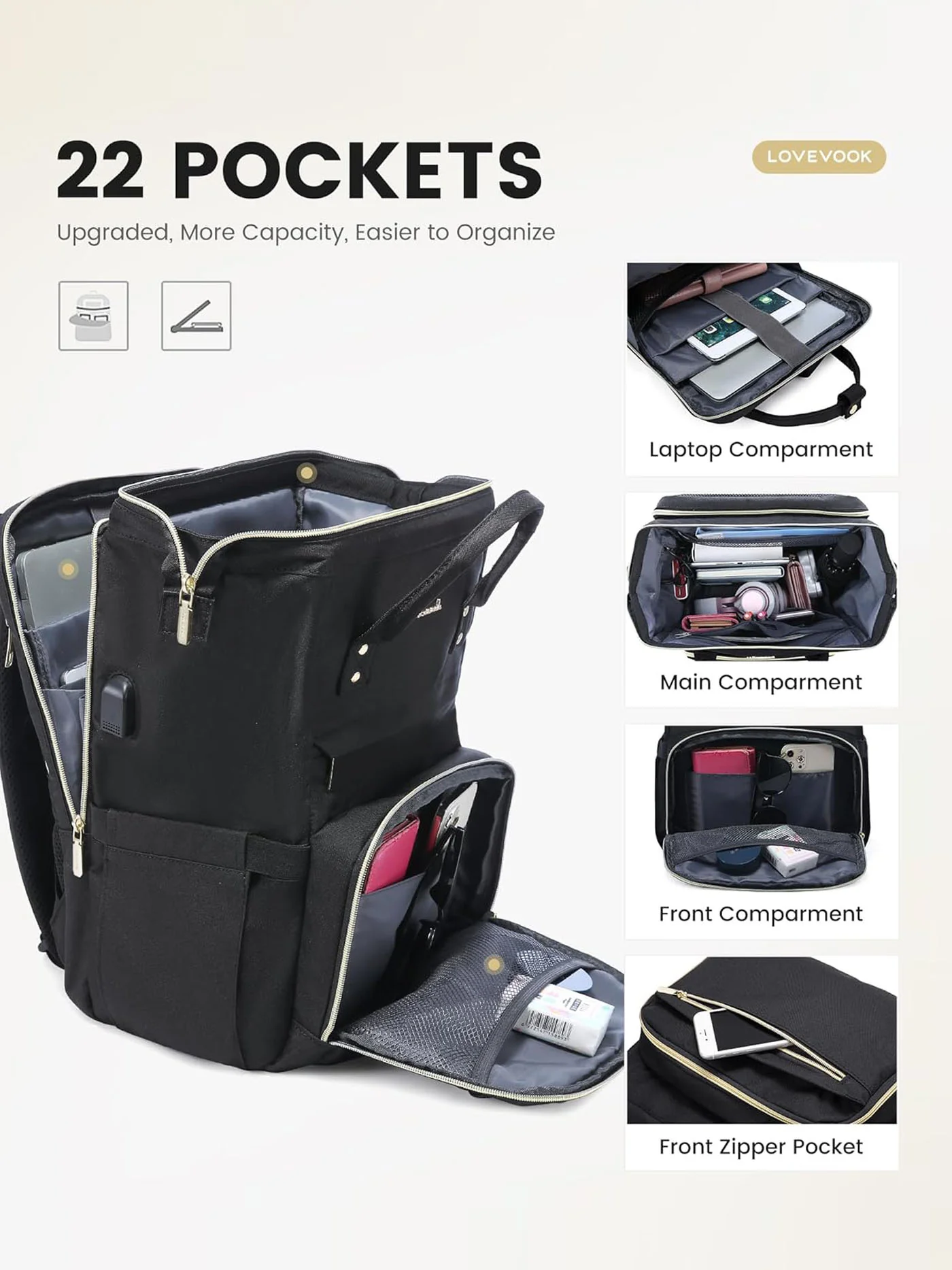 Viola Ⅱ Laptop Backpack with Separate Laptop Compartment, 15.6" 17" - Image 3