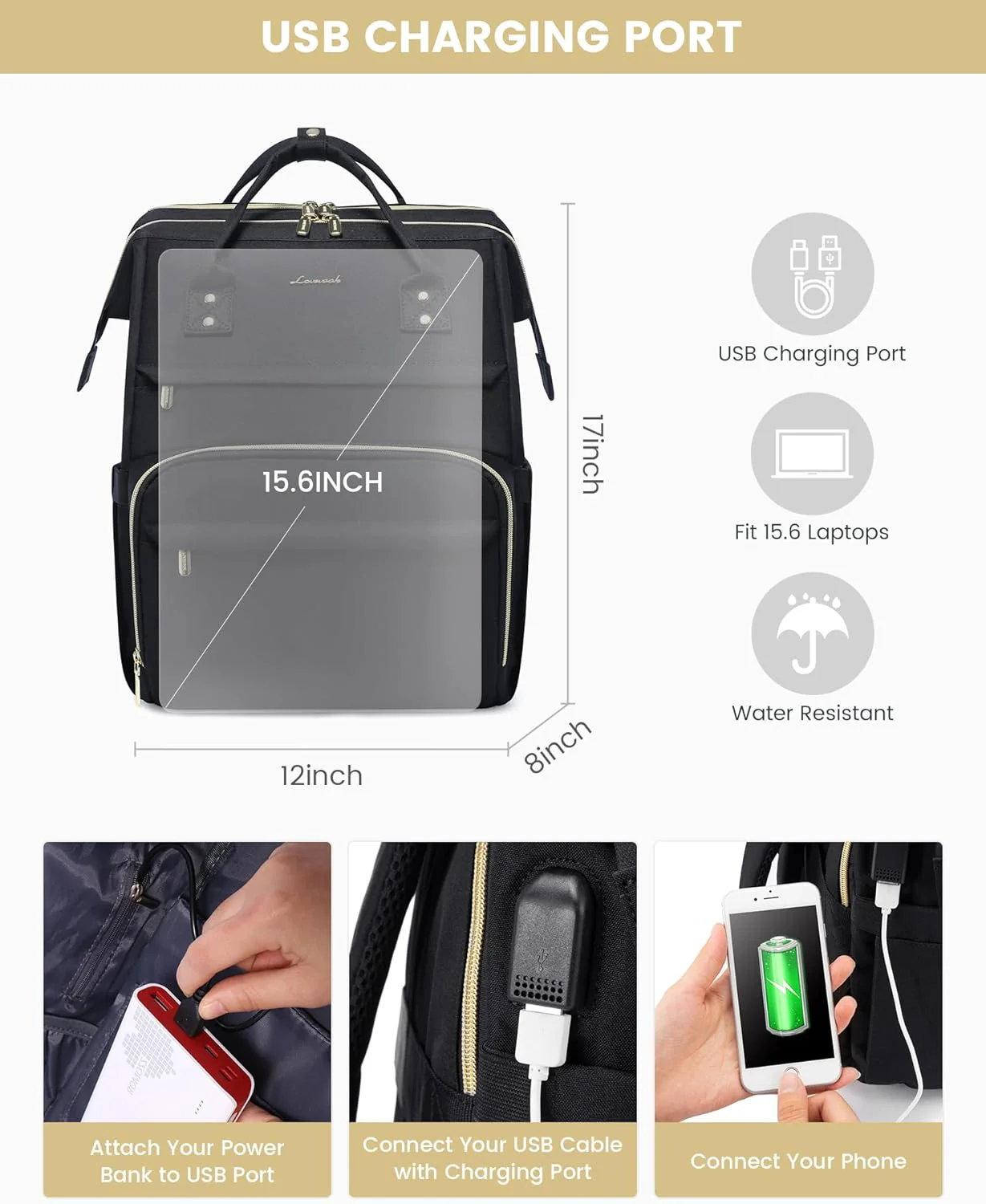 Viola Ⅱ Laptop Backpack with Separate Laptop Compartment, 15.6" 17" - Image 6