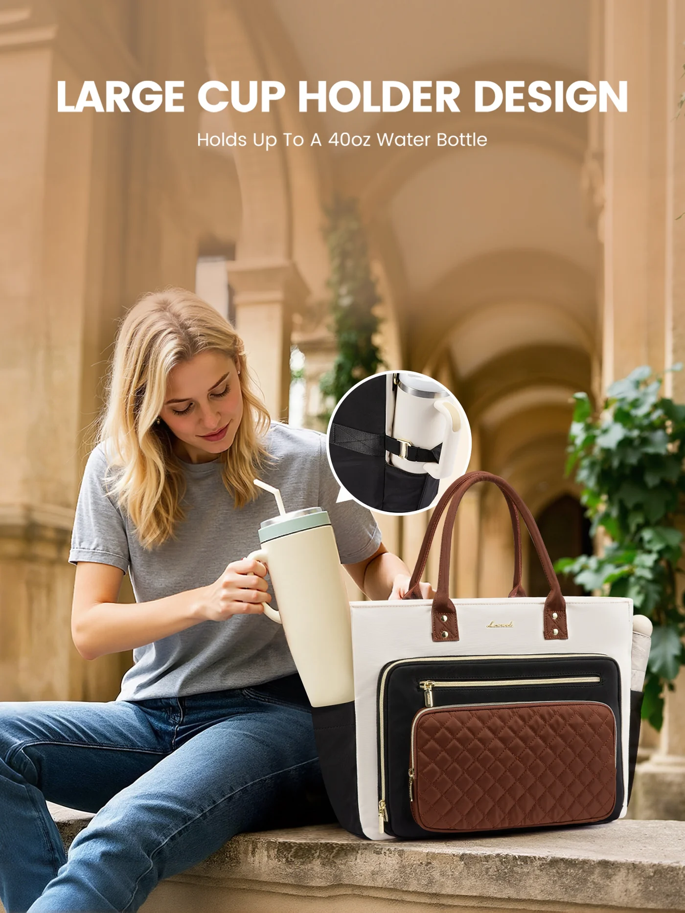 Multi-Pocket Laptop Tote Bag , 15.6" 17.3" - Image 4