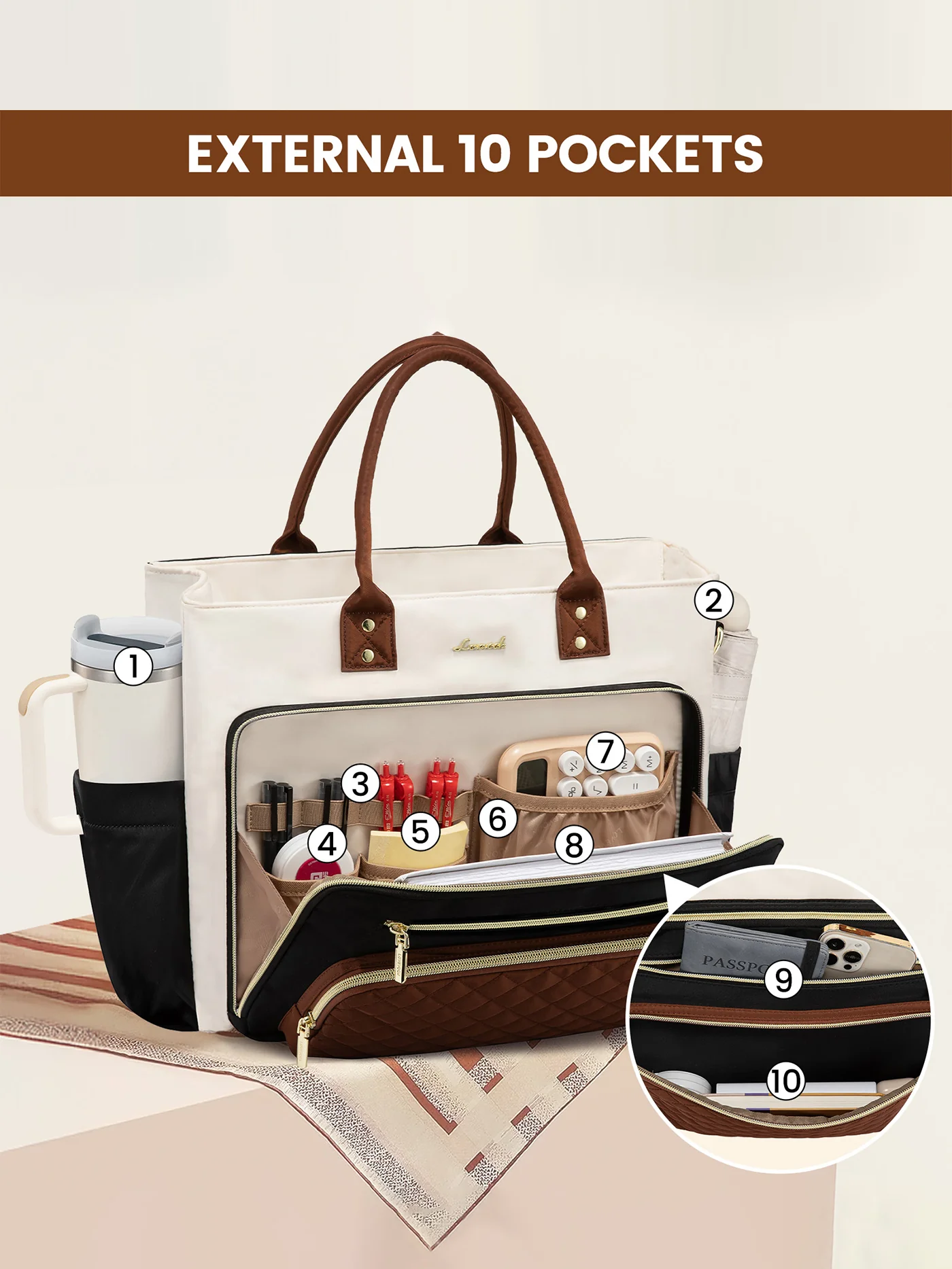Multi-Pocket Laptop Tote Bag , 15.6" 17.3" - Image 5