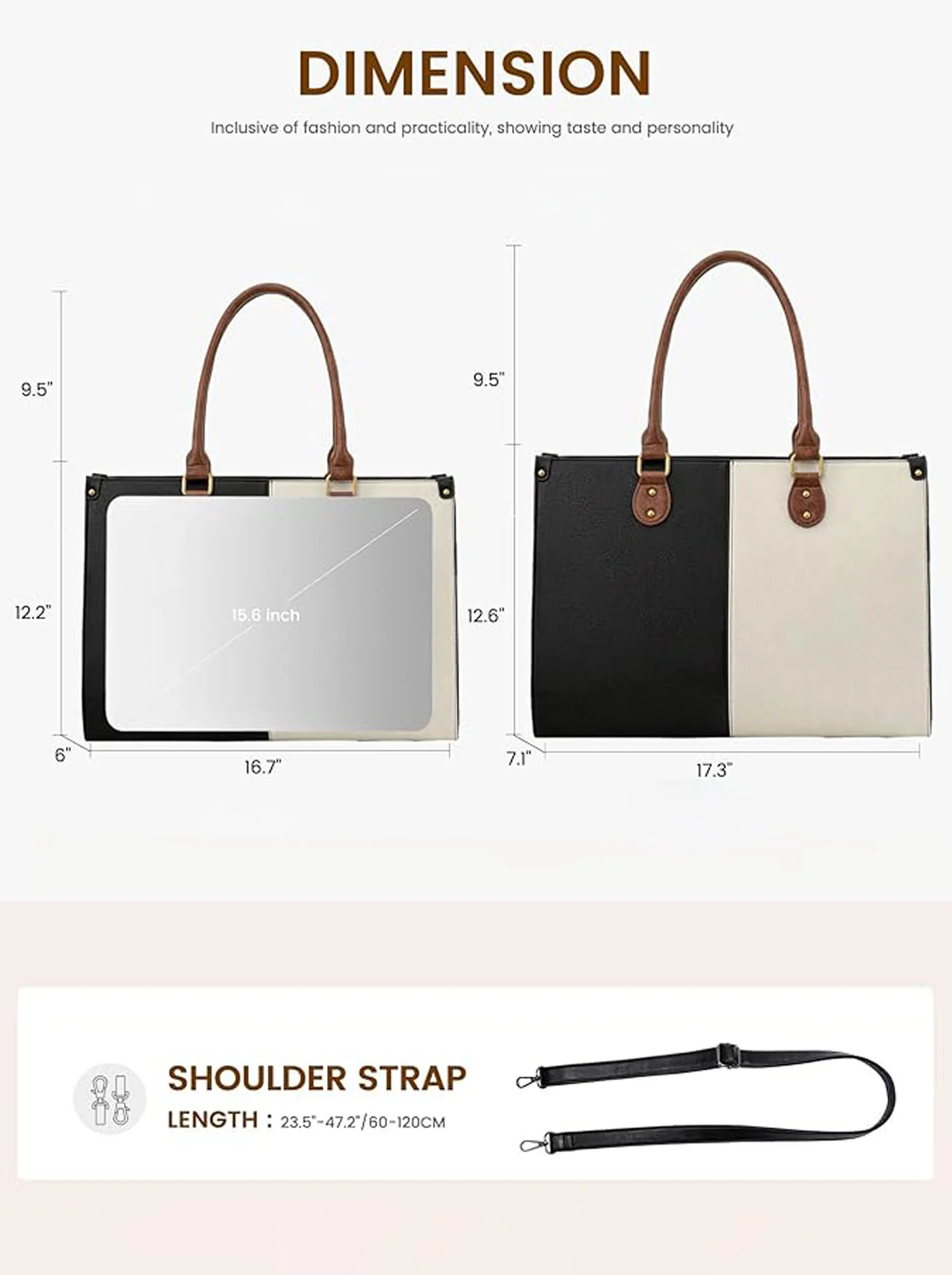 2Pcs Vintage Leather Laptop Bag, 15.6" - Image 3