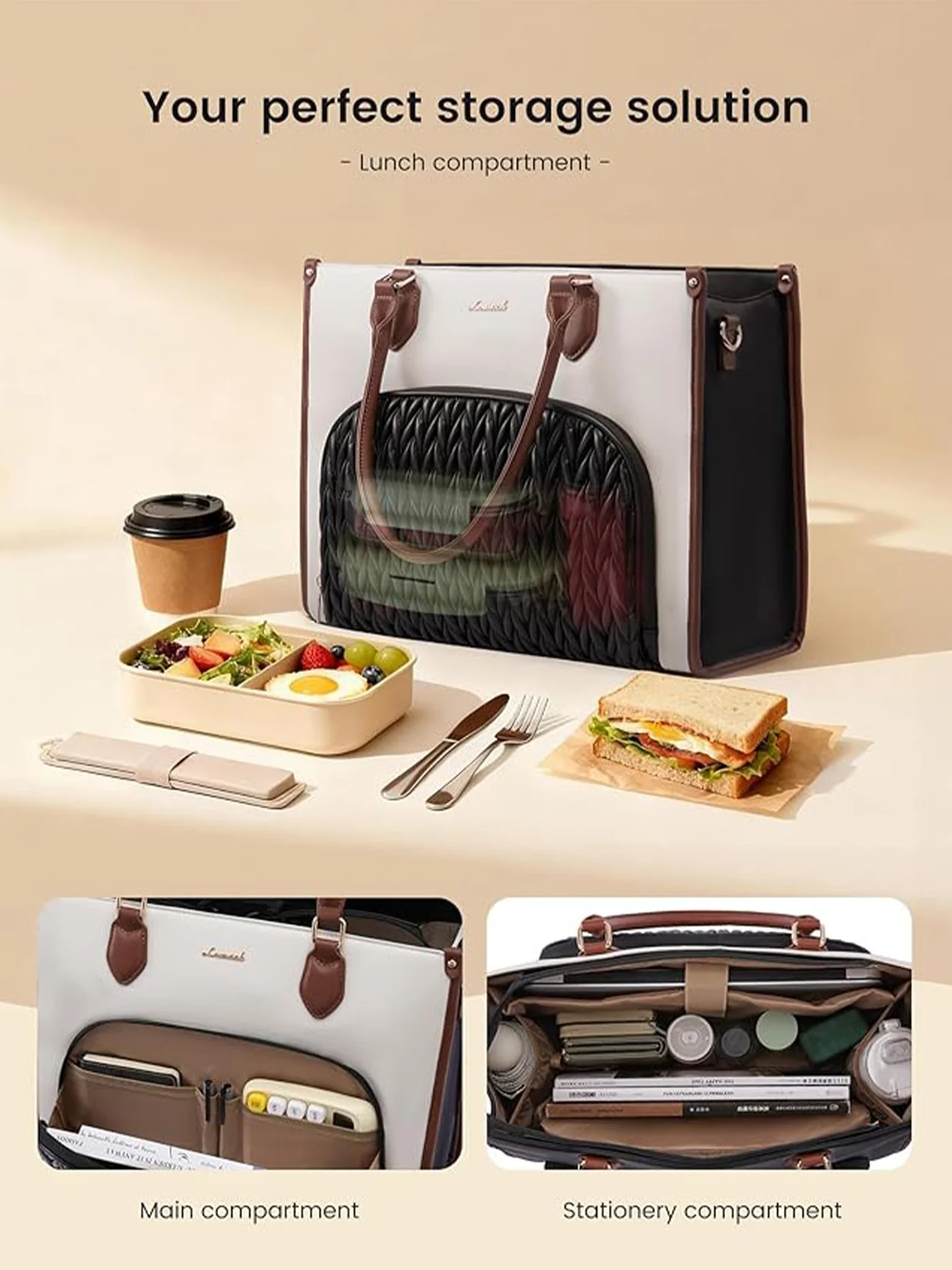 Lunch Compartment Laptop Tote Bag 15.6" 17.3" - Image 3