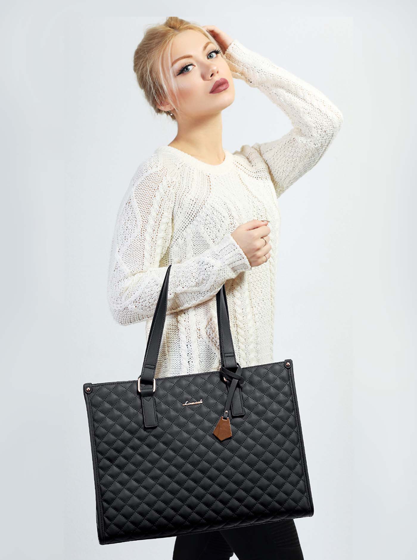2Pcs Lunch Tote Shoulder Bag, 15.6" - Image 3