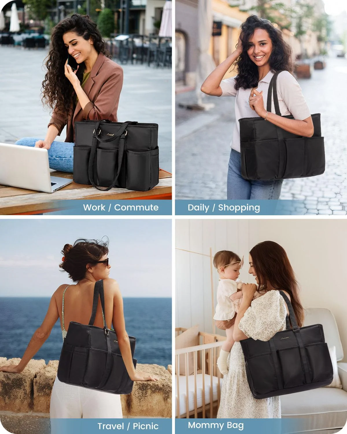 Multi-Pocket Laptop Tote Bag, 15.6" 17.3" - Image 7