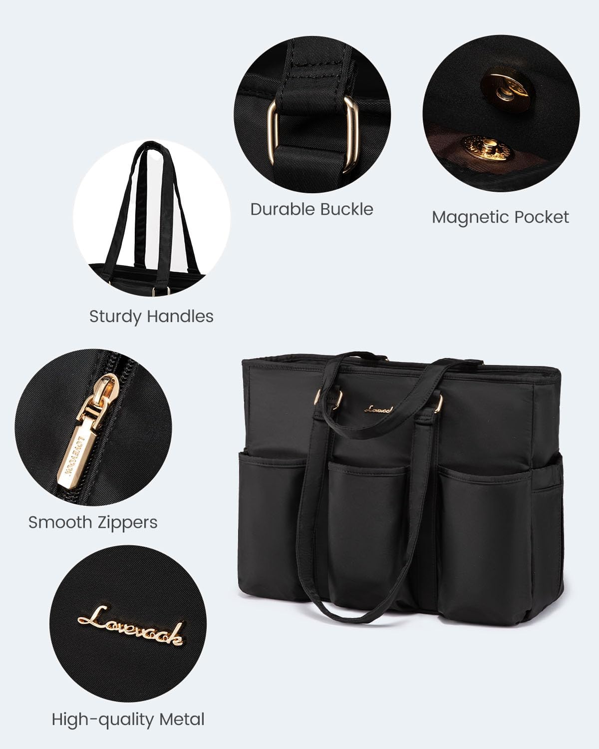 Multi-Pocket Laptop Tote Bag, 15.6" 17.3" - Image 9