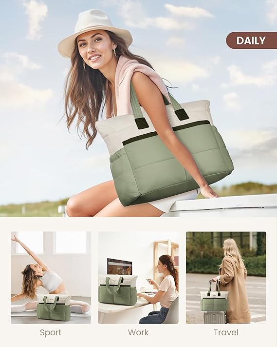 Multi-pocket Puffer Tote Bag, 15.6" 17.3" - Image 5