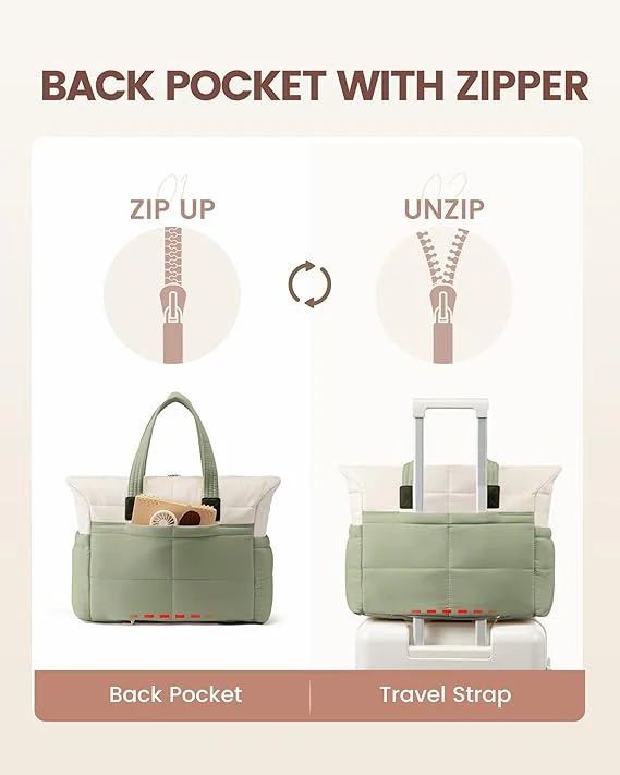 Multi-pocket Puffer Tote Bag, 15.6" 17.3" - Image 6