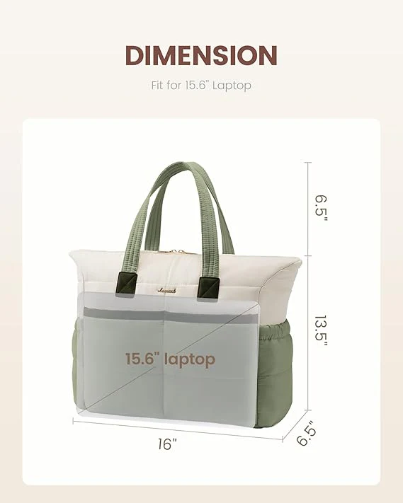 Multi-pocket Puffer Tote Bag, 15.6" 17.3" - Image 7
