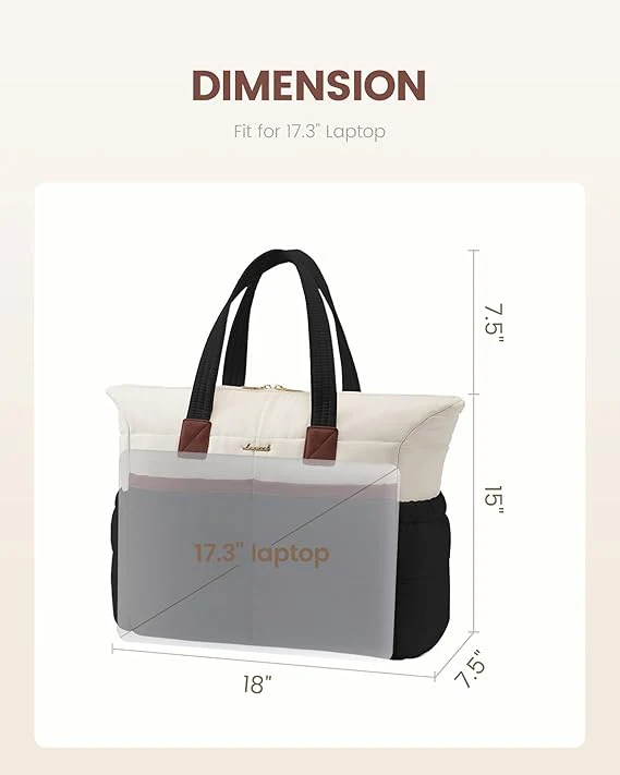 Multi-pocket Puffer Tote Bag, 15.6" 17.3" - Image 8
