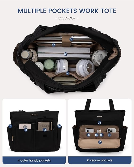 Multiple Pocket Laptop Tote Bag, 15.6" - Image 3