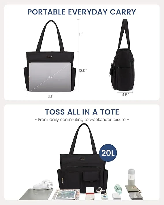 Multiple Pocket Laptop Tote Bag, 15.6" - Image 4