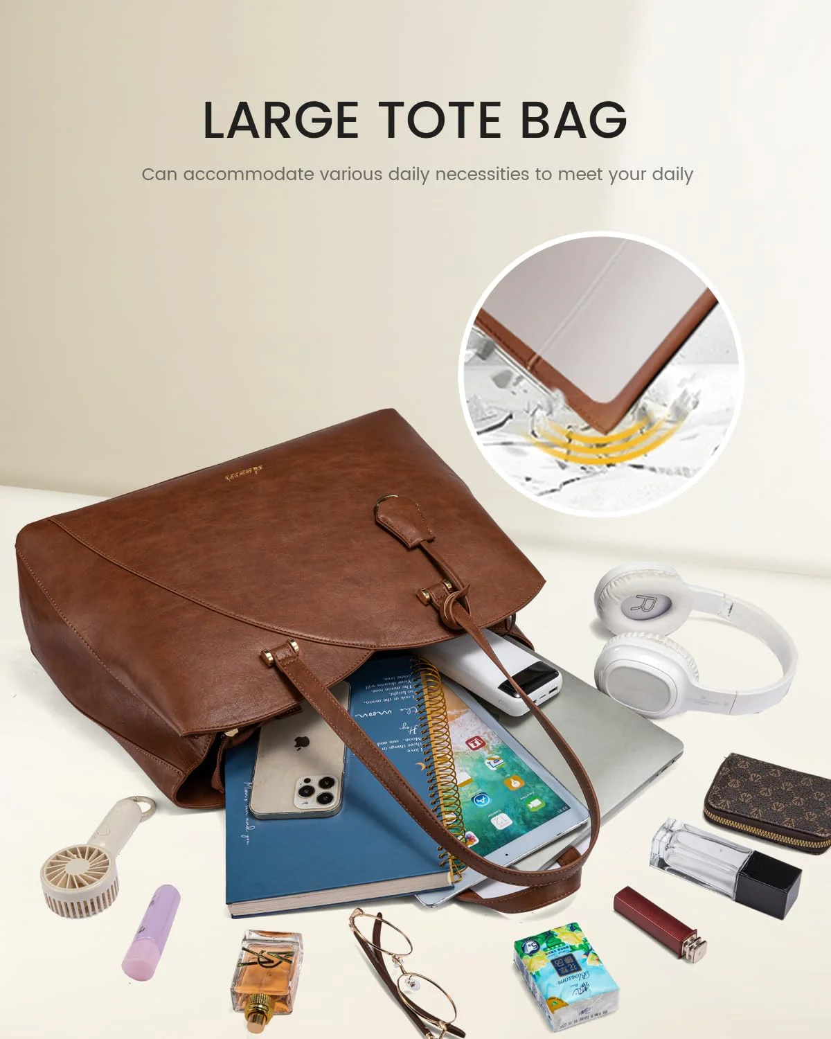 Professional Leather Computer Bag, 15.6" - Image 5